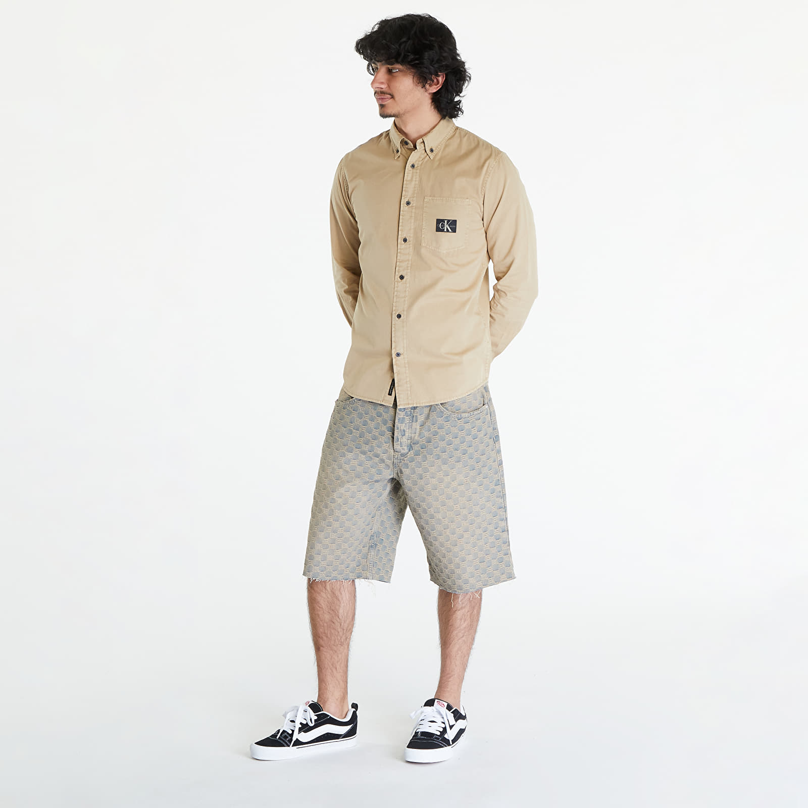 Ризи Calvin Klein Jeans Regular Shirt Beige
