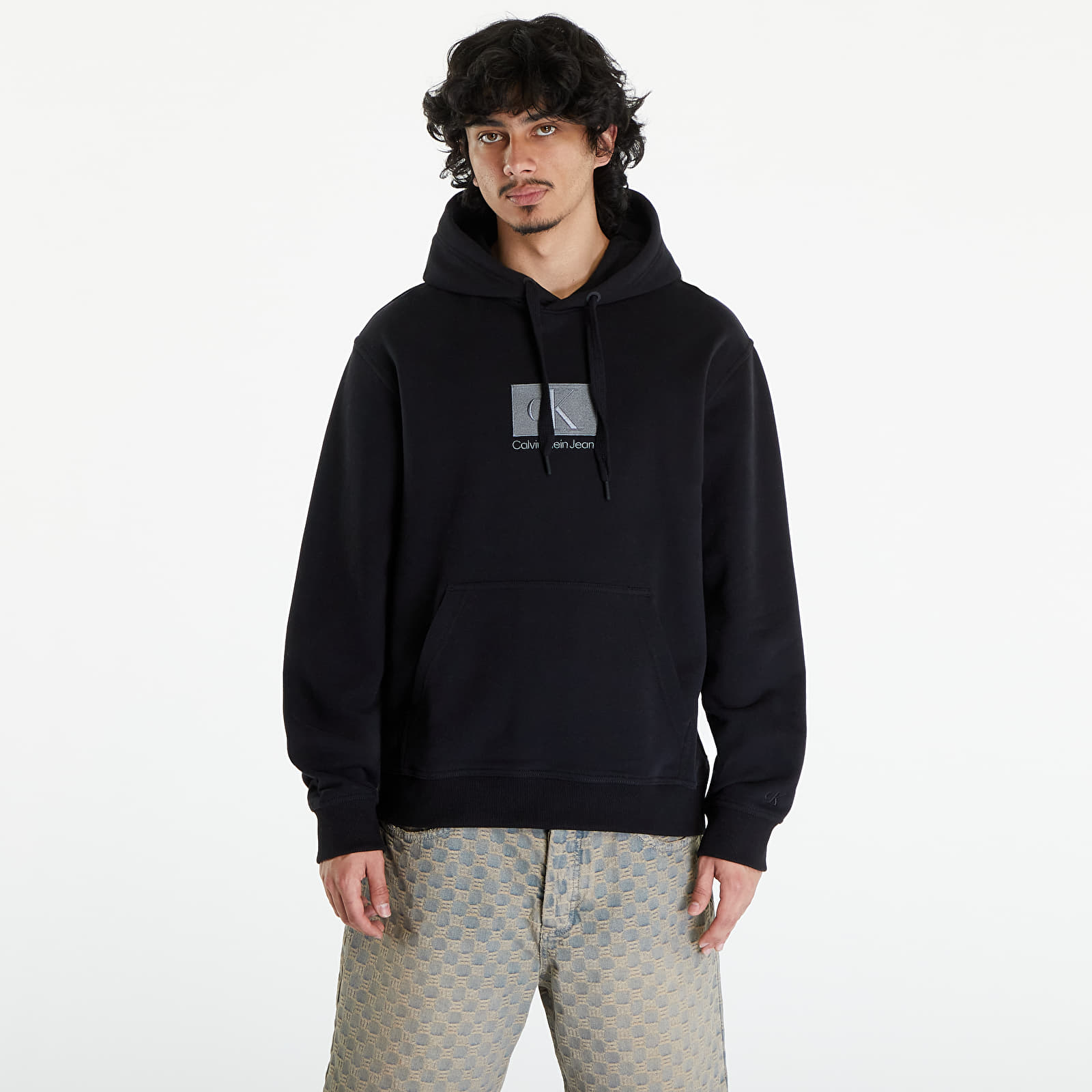 Mikiny Calvin Klein Jeans Embroidery Patch Hoodie Black