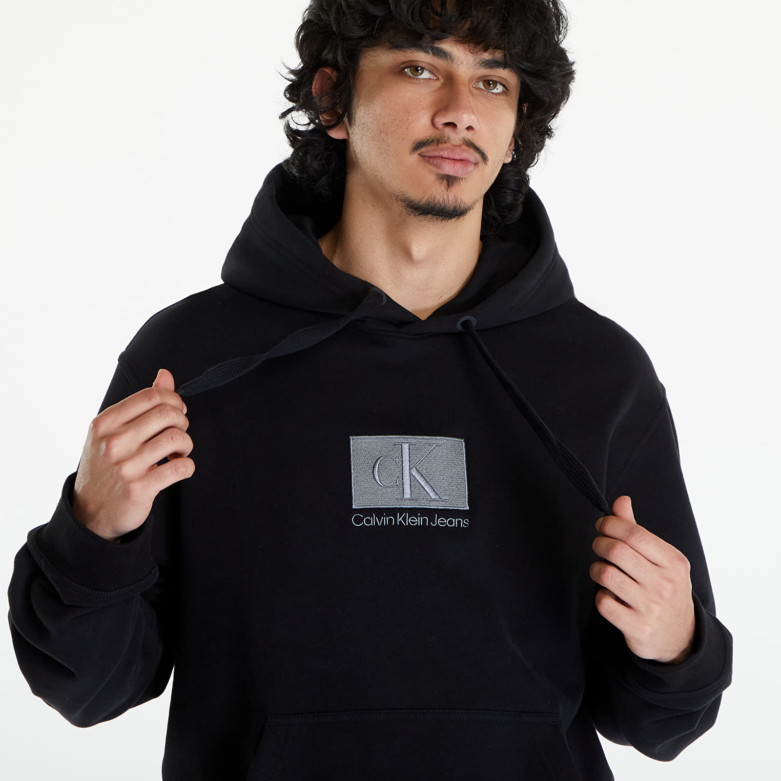 Mikiny Calvin Klein Jeans Embroidery Patch Hoodie Black