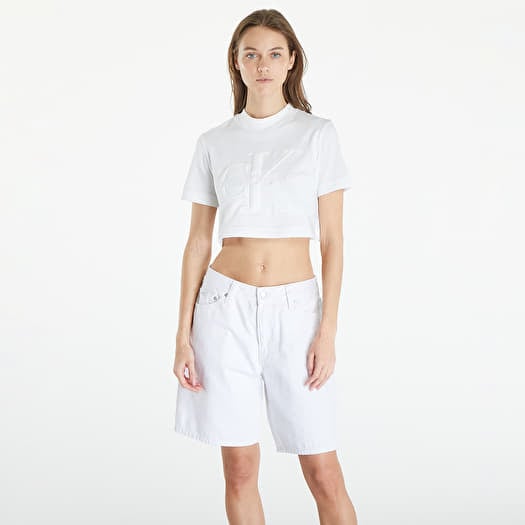 T-shirt Calvin Klein Jeans Premium Monologo Cropped T-Shirt White