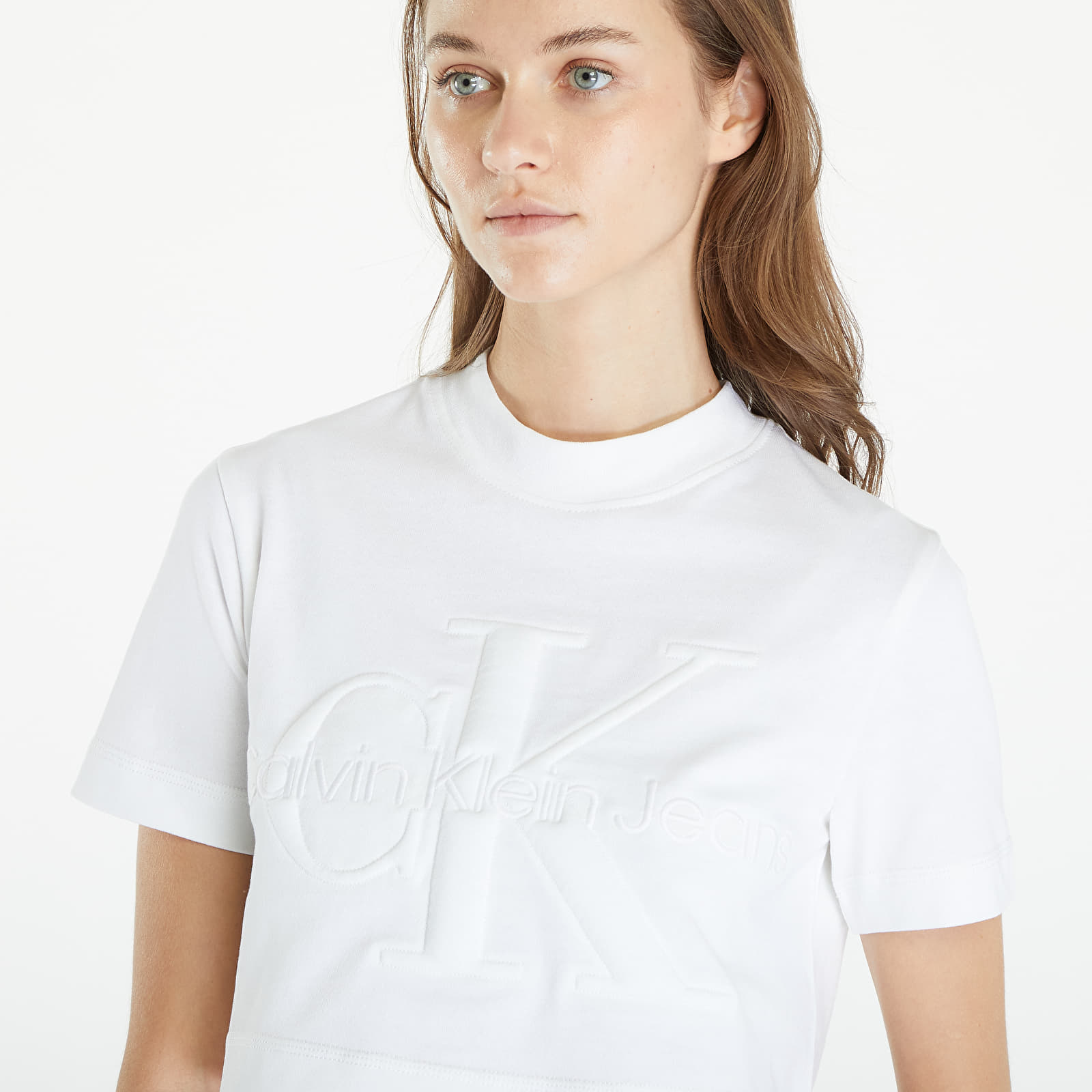 Pólók Calvin Klein Jeans Premium Monologo Cropped T-Shirt White