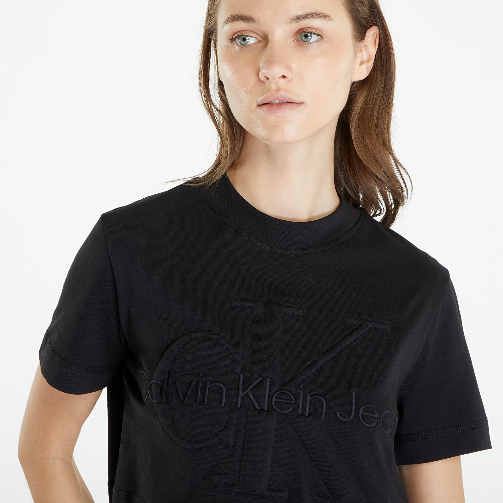 Trička Calvin Klein Jeans Premium Monologo Cropped T-Shirt Black