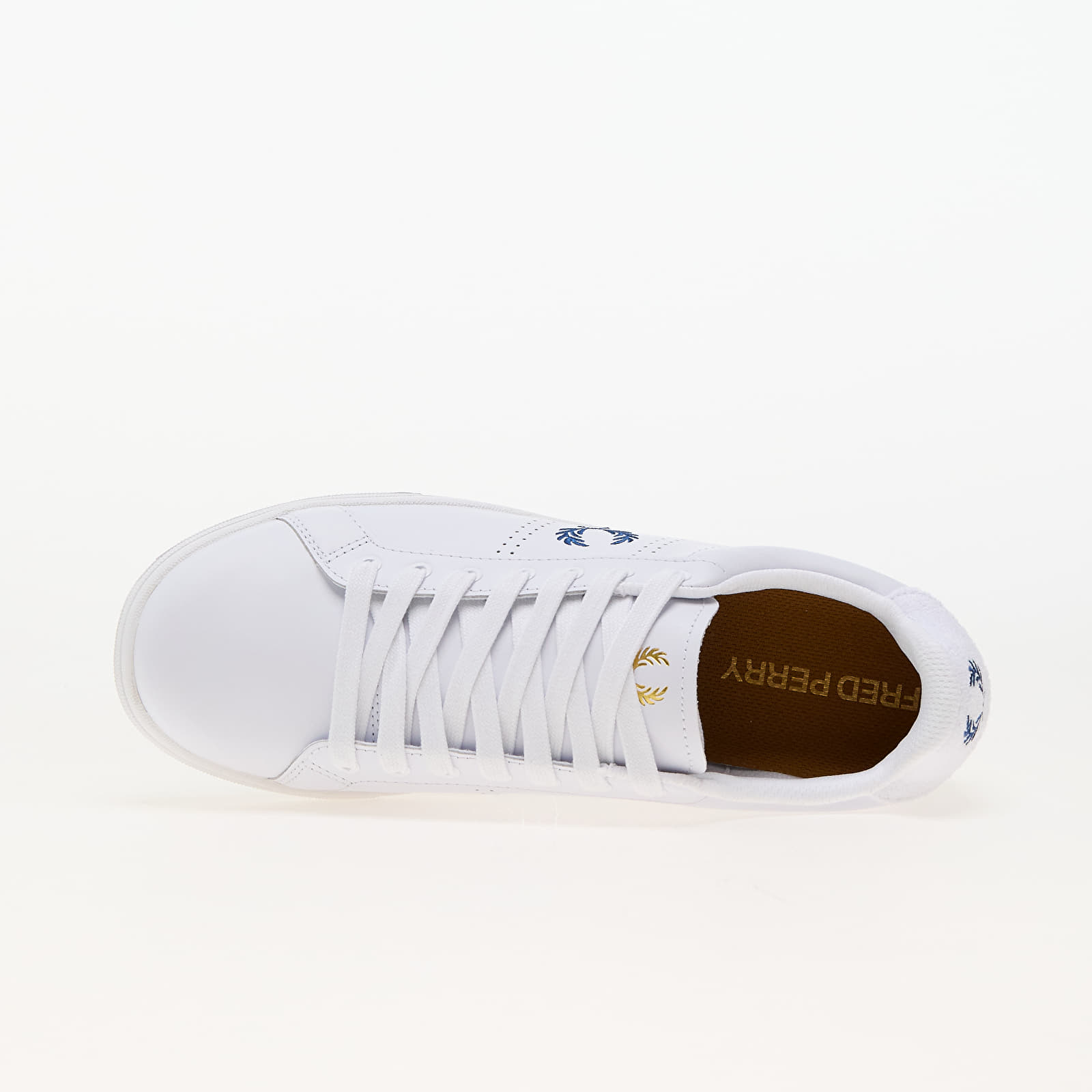 Herren Sneaker und Schuhe FRED PERRY B721 Leather/ Towelling Wht/ Shade Cobalt