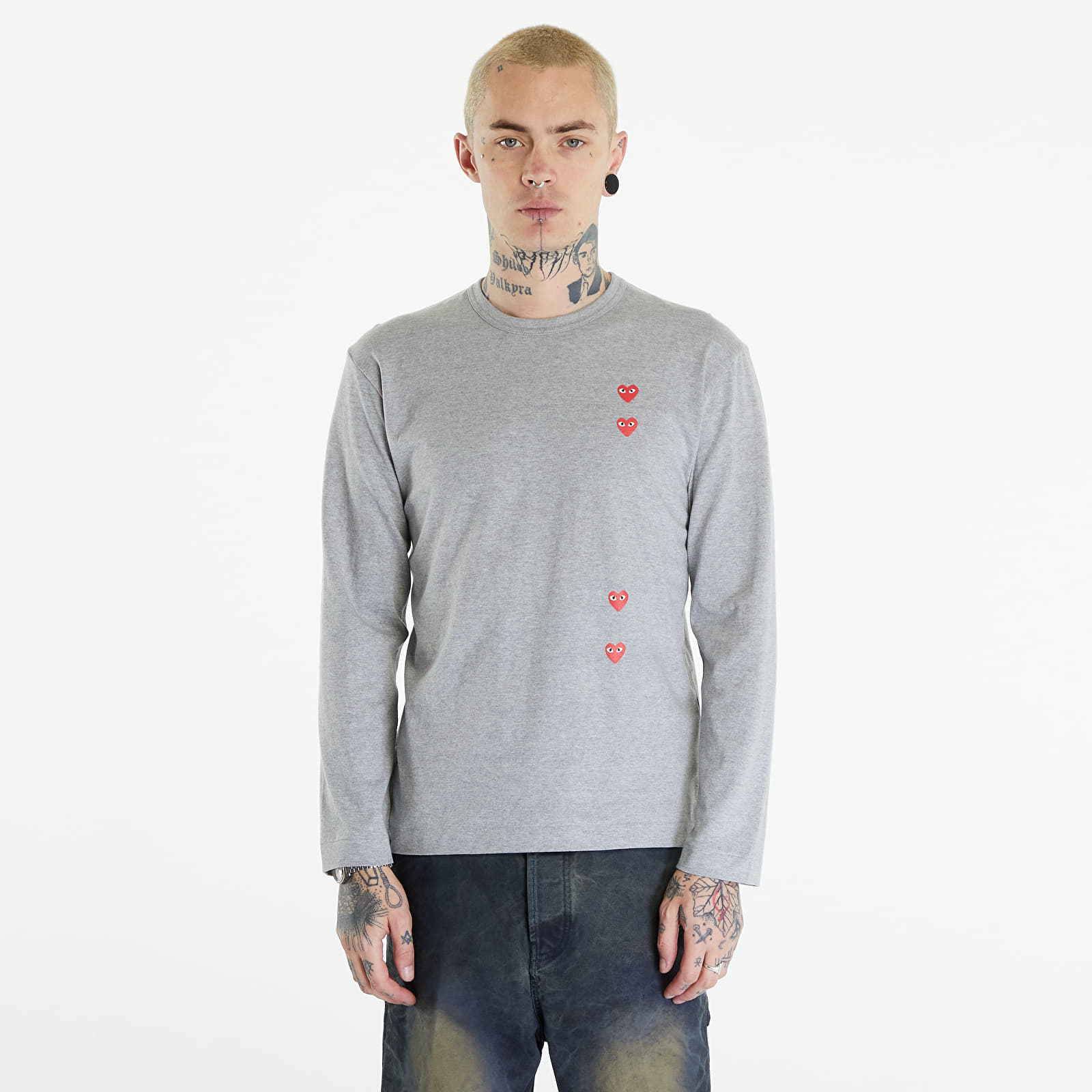 Tričká Comme des Garçons PLAY Long Sleeve Logo Print T-Shirt UNISEX Grey