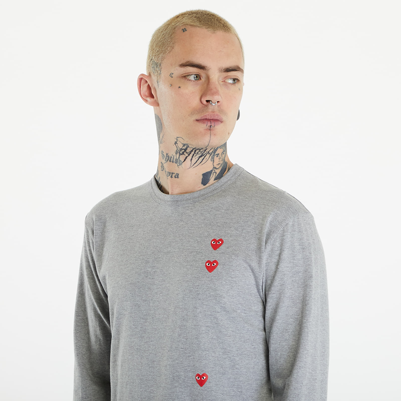 Tričká Comme des Garçons PLAY Long Sleeve Logo Print T-Shirt UNISEX Grey
