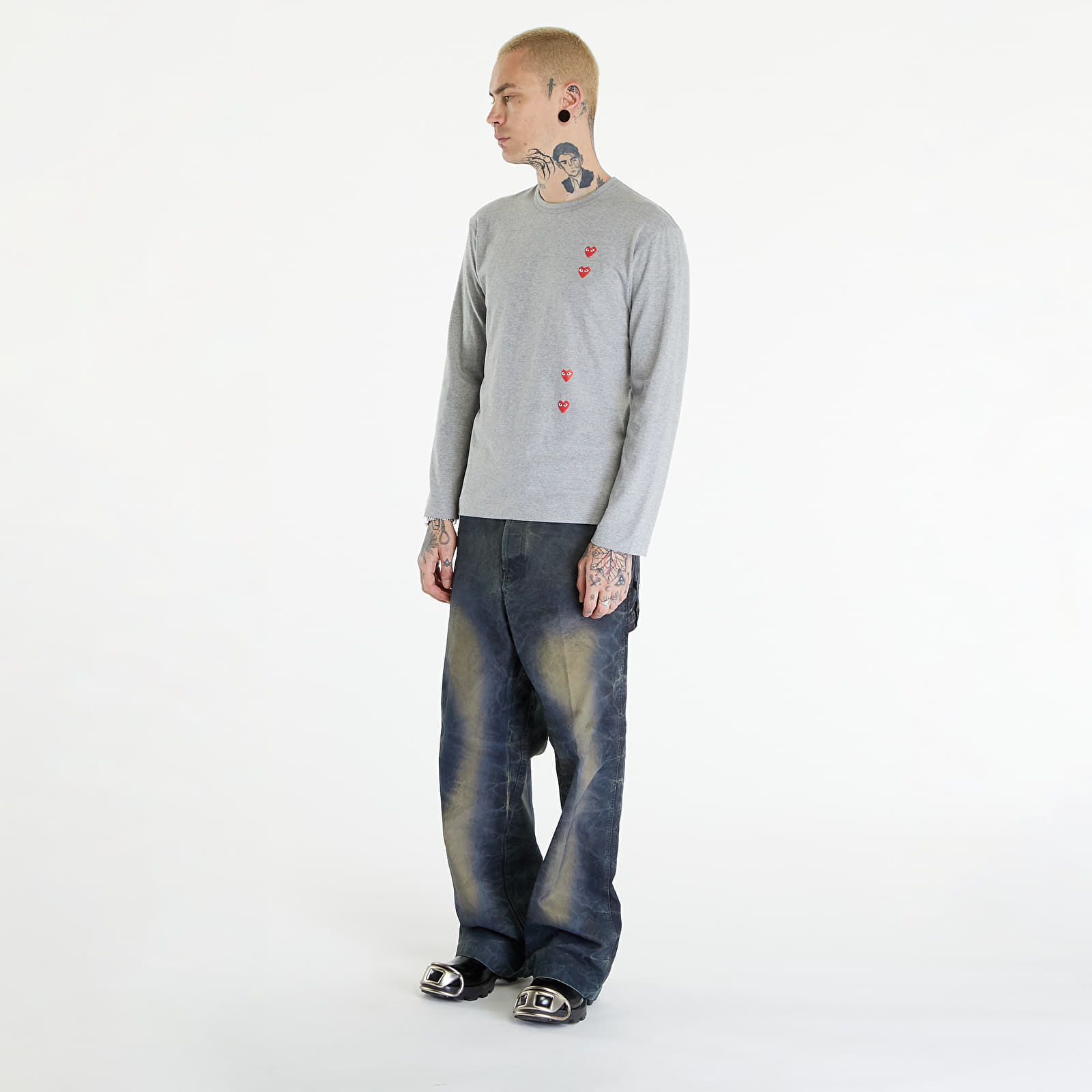 Tričká Comme des Garçons PLAY Long Sleeve Logo Print T-Shirt UNISEX Grey