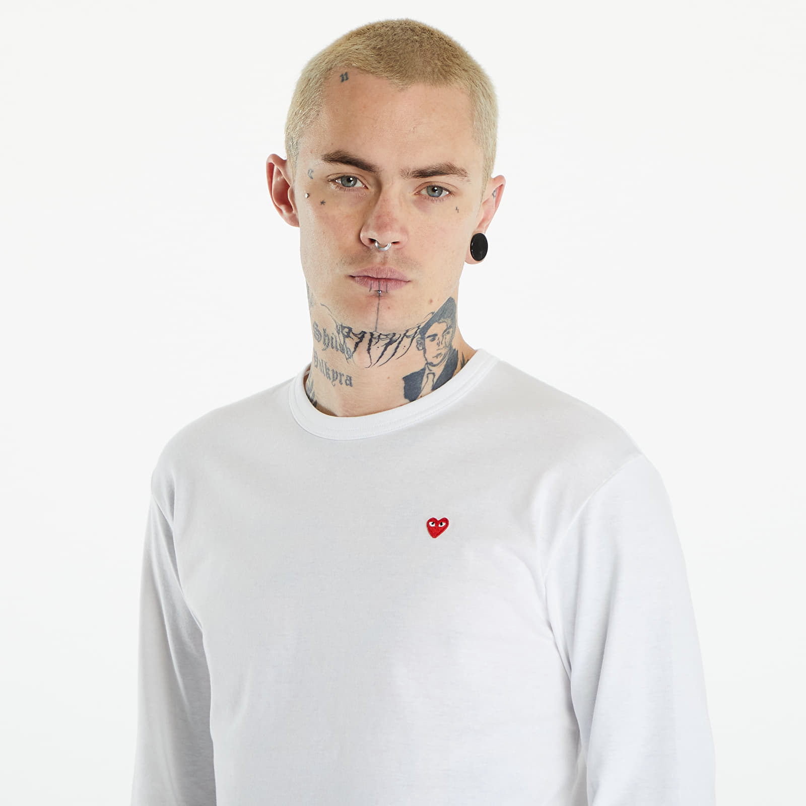 Tričká Comme des Garçons PLAY Long Sleeve Small Red Emblem T-Shirt UNISEX White