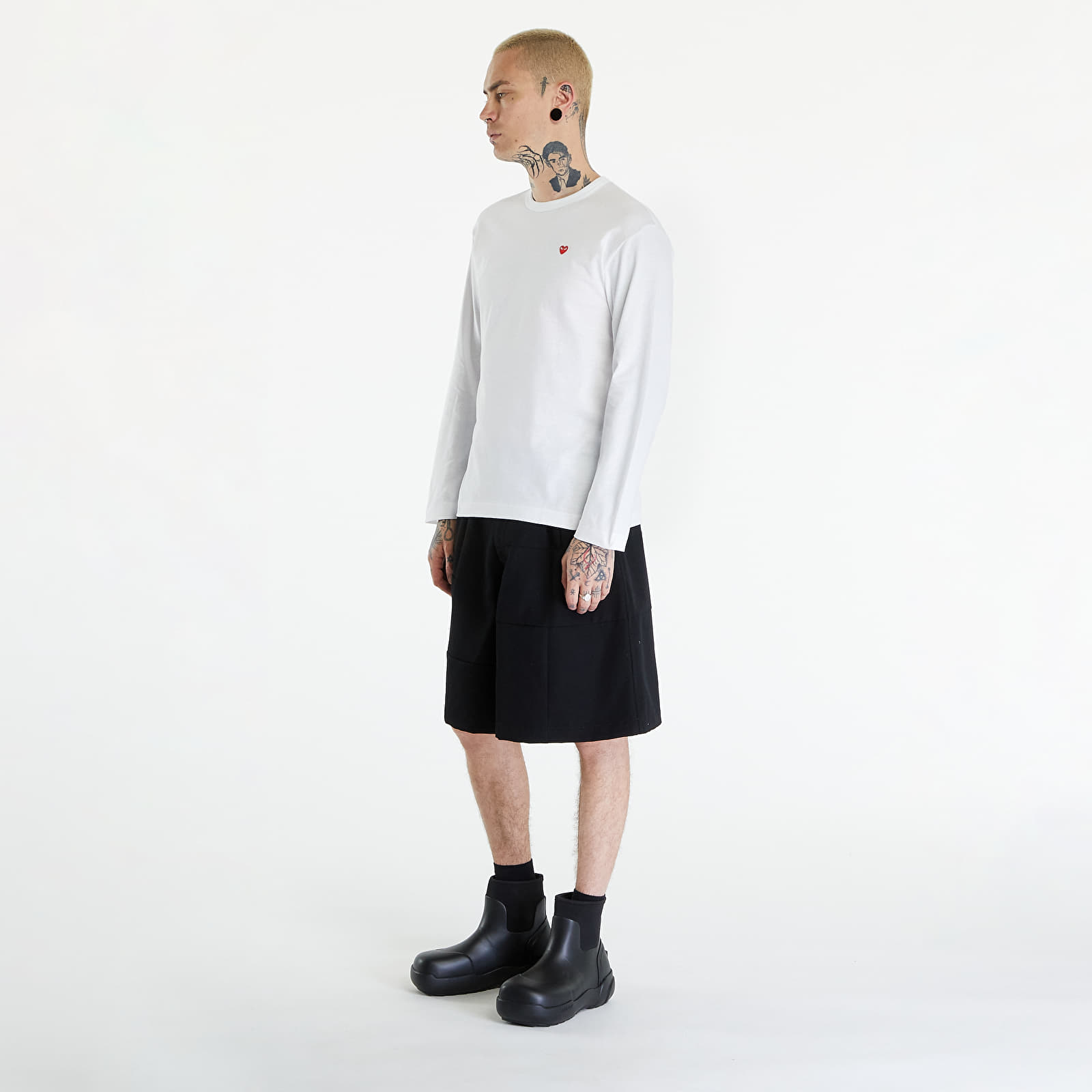 Tričká Comme des Garçons PLAY Long Sleeve Small Red Emblem T-Shirt UNISEX White