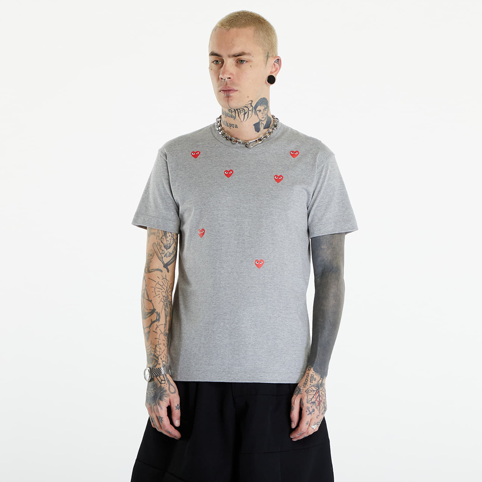 Тениски Comme des Garçons PLAY Short Sleeve Logo Print T-Shirt UNISEX Grey