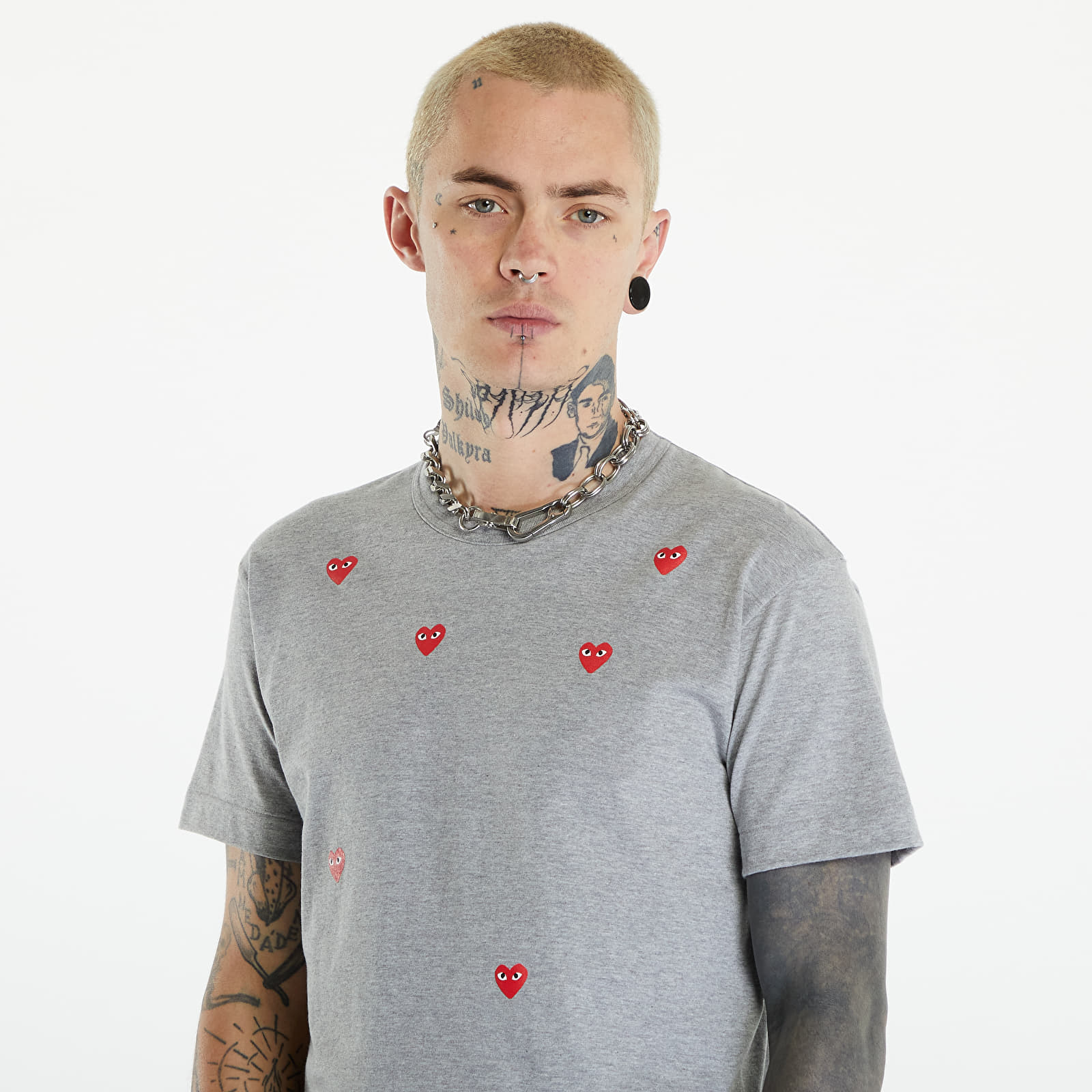 Koszulki Comme des Garçons PLAY Short Sleeve Logo Print T-Shirt UNISEX Grey