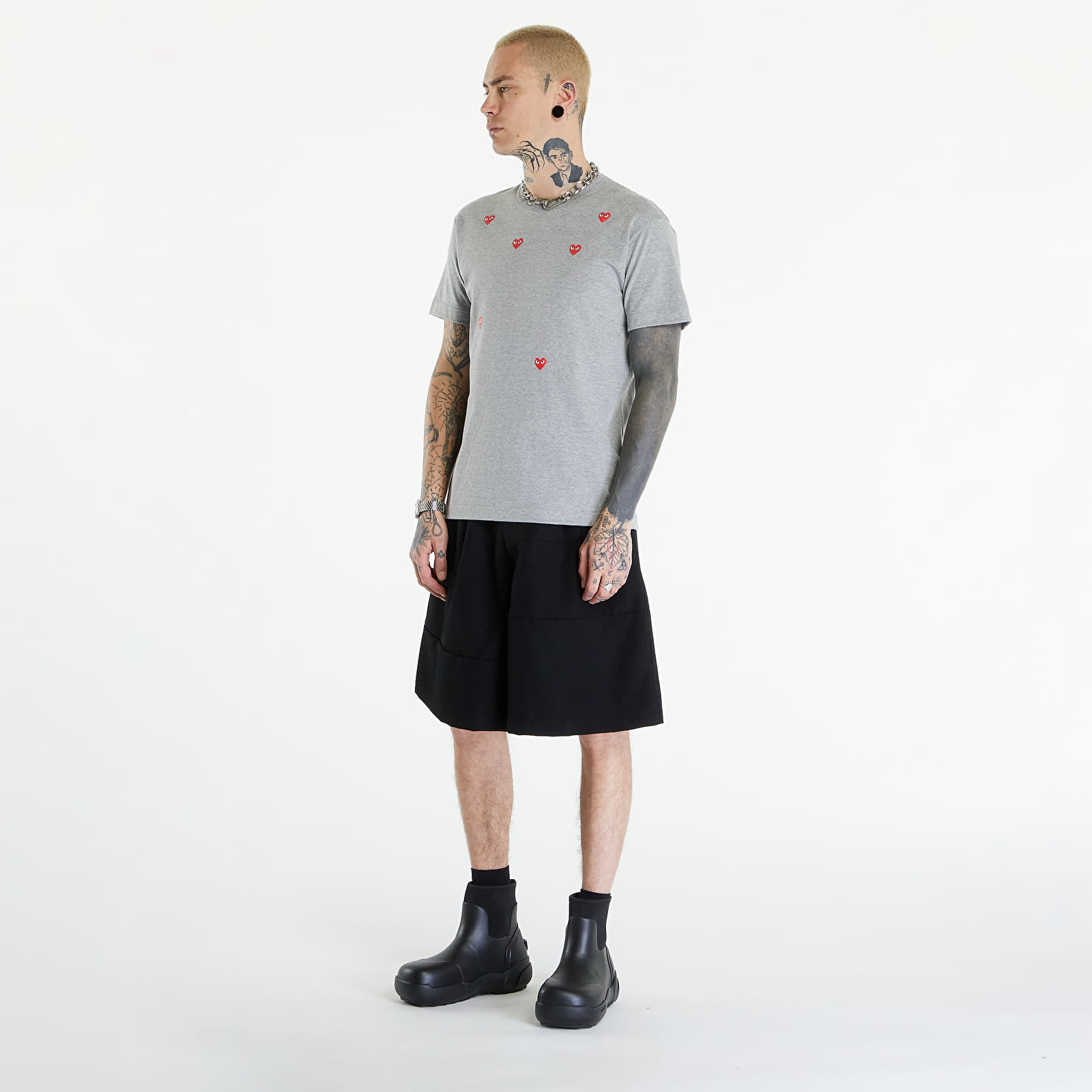 Koszulki Comme des Garçons PLAY Short Sleeve Logo Print T-Shirt UNISEX Grey