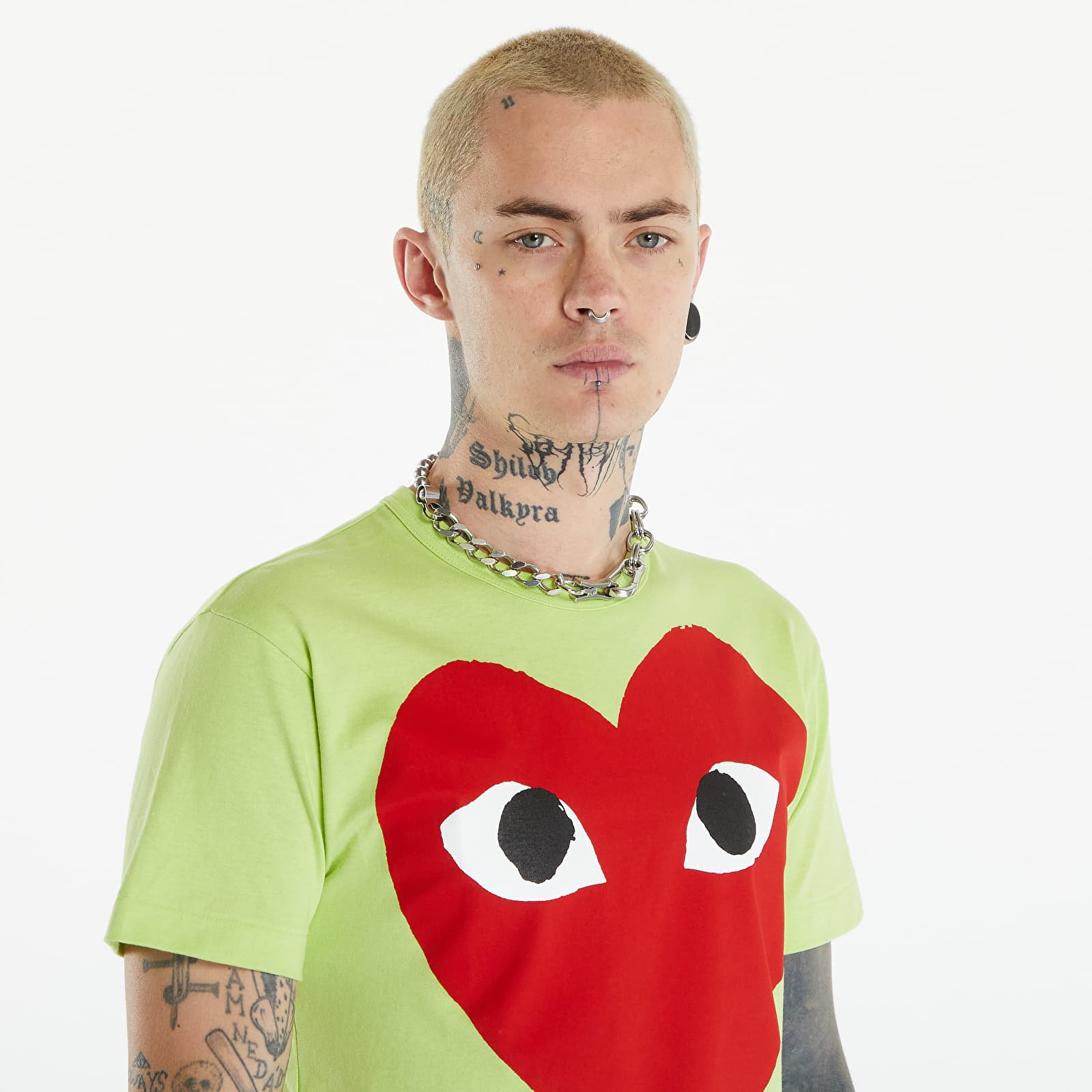 T-paidat Comme des Garçons PLAY Short Sleeve Logo Print T-Shirt UNISEX Green