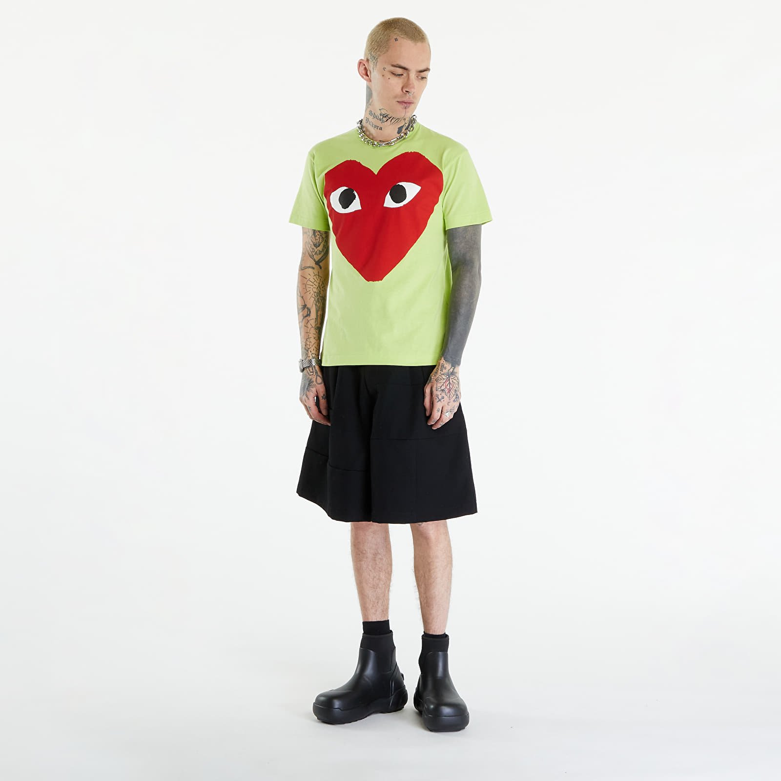 T-paidat Comme des Garçons PLAY Short Sleeve Logo Print T-Shirt UNISEX Green