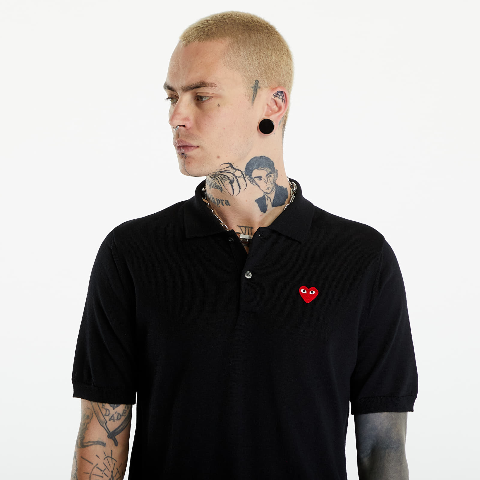 T-Shirts Comme des Garçons PLAY Red Emblem Sweater UNISEX Black