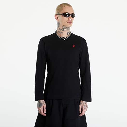 Póló Comme des Garçons PLAY Long Sleeve Small Red Emblem T-Shirt UNISEX Black