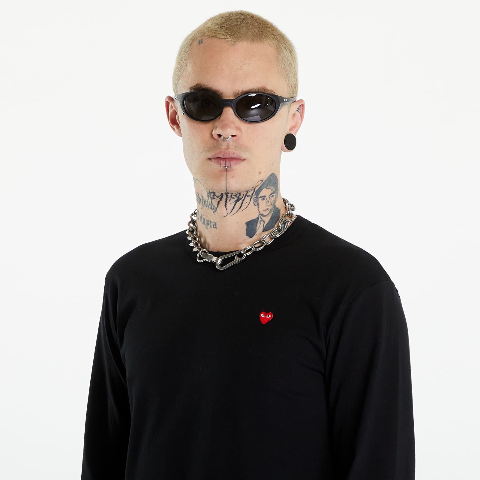 T-shirts Comme des Garçons PLAY Long Sleeve Small Red Emblem T-Shirt UNISEX Black