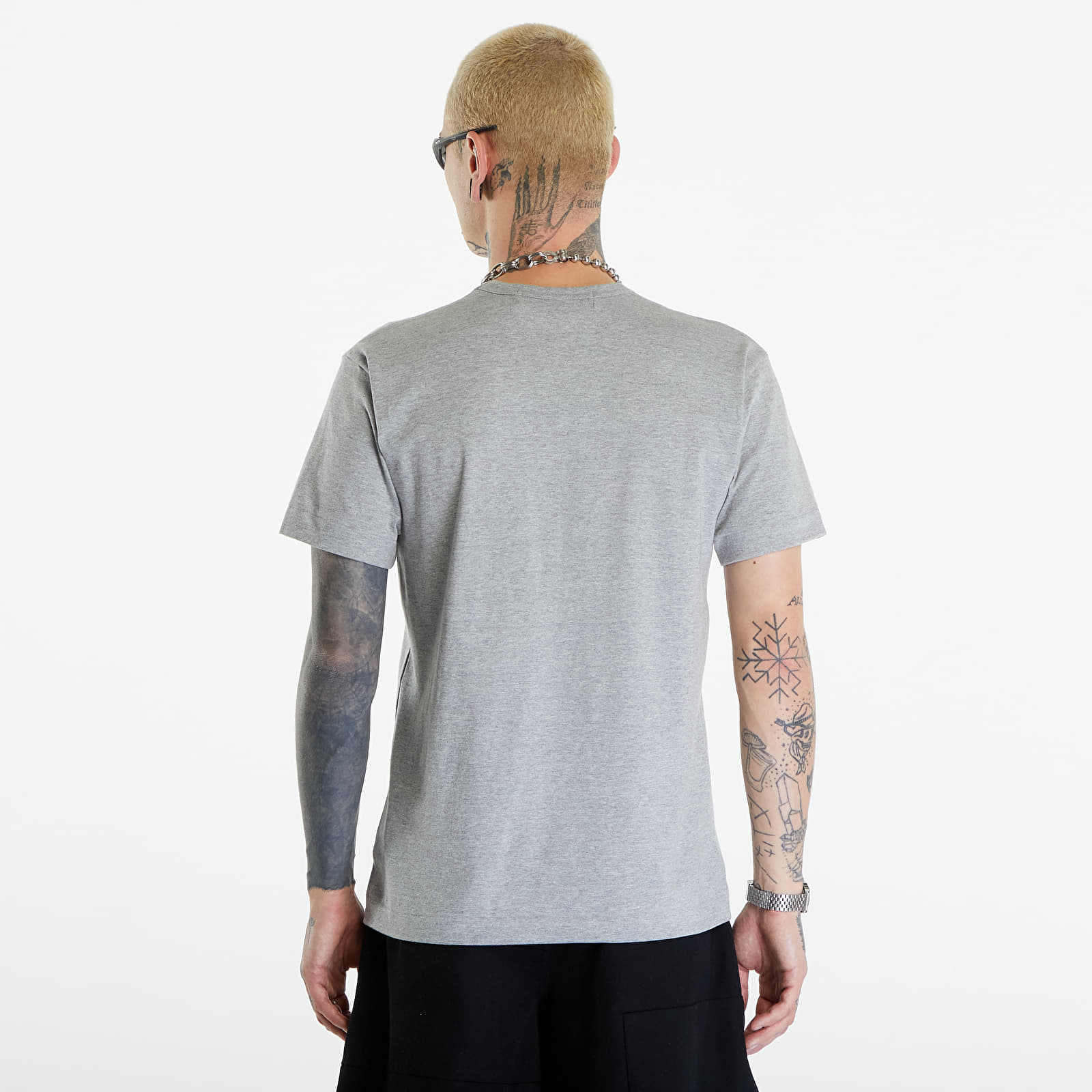 T-Shirts Comme des Garçons PLAY Short Sleeve Logo Print T-Shirt UNISEX Grey
