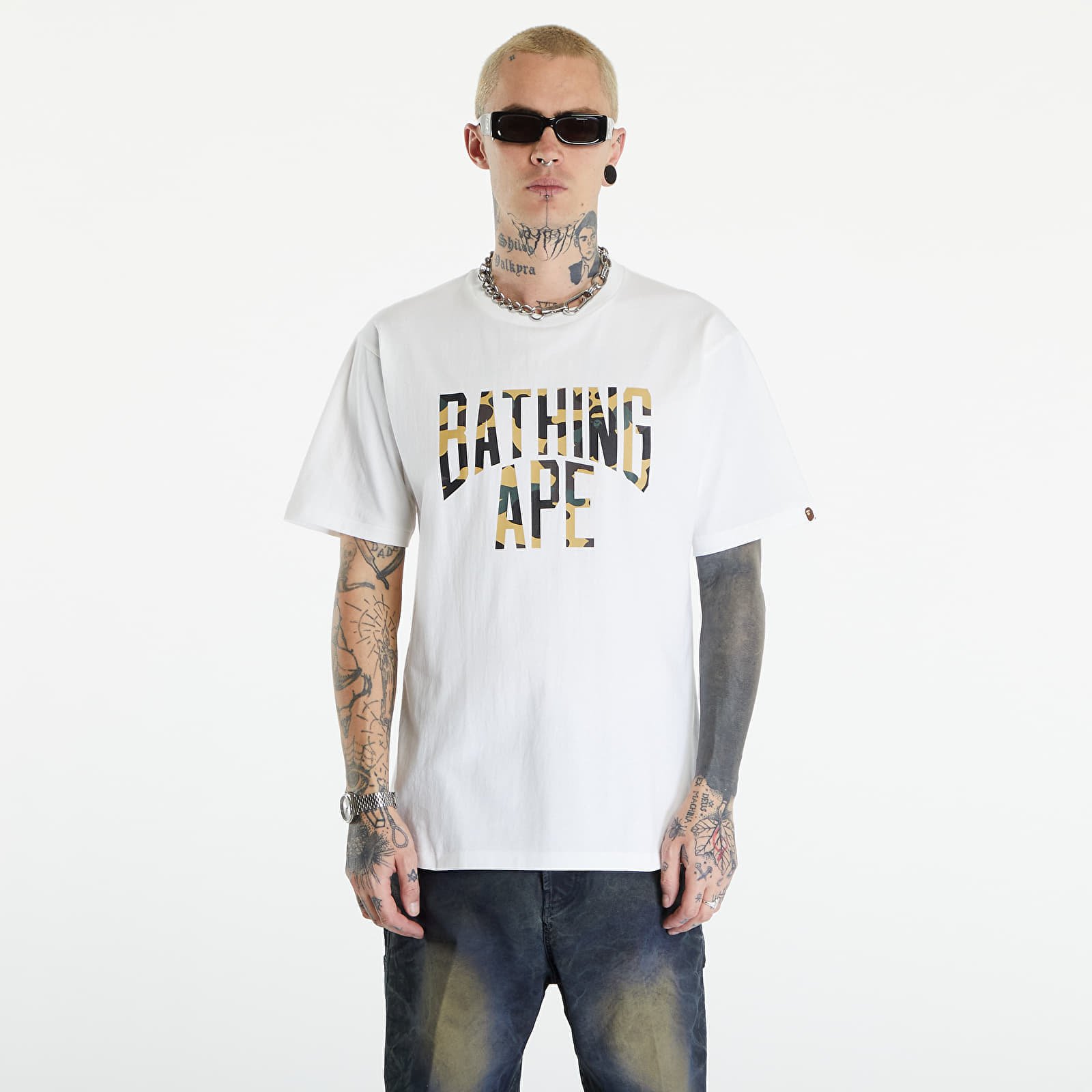 Тениски A BATHING APE 1St Camo Nyc Logo Tee White