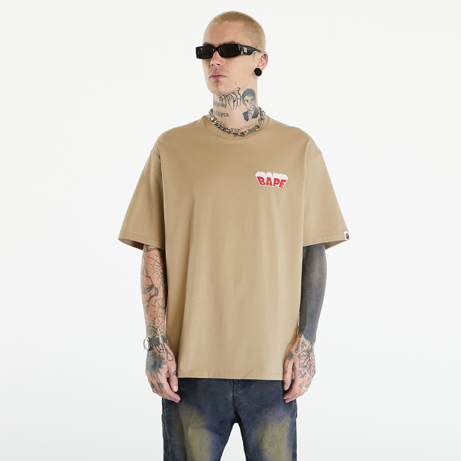 Tričká A BATHING APE Graffiti Bape Logo Relaxed Fit Tee Beige