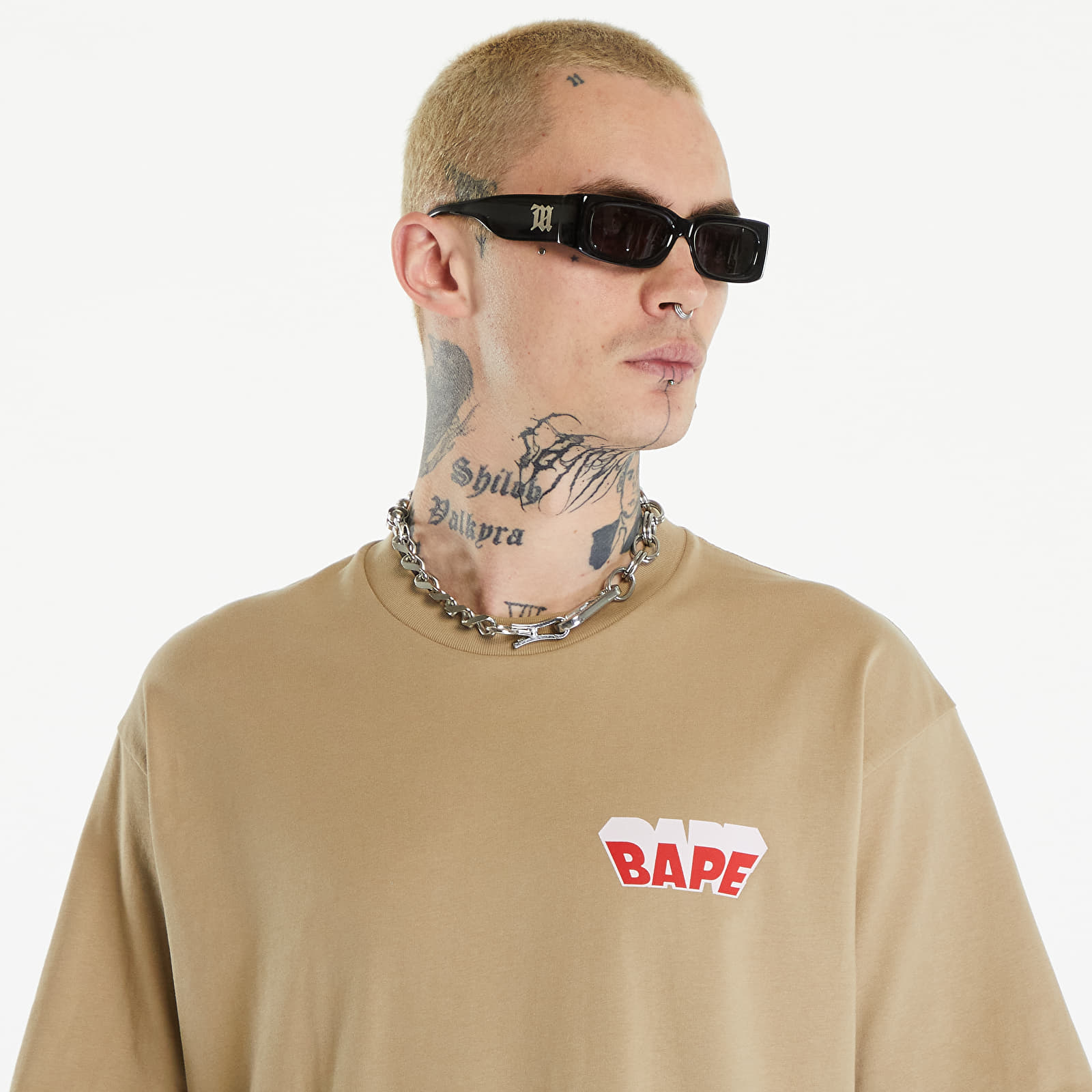 Tričká A BATHING APE Graffiti Bape Logo Relaxed Fit Tee Beige