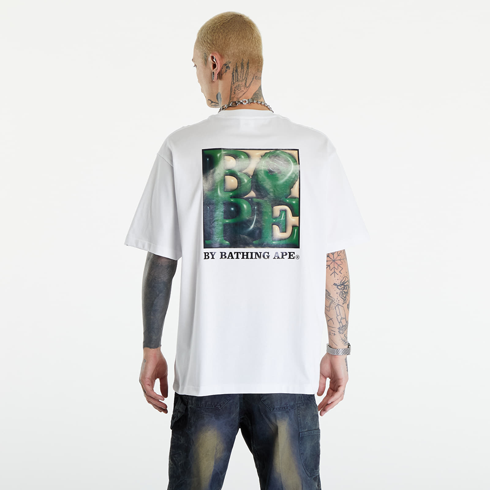 Tričká A BATHING APE 3D Art Ape Head Relaxed Fit Tee White
