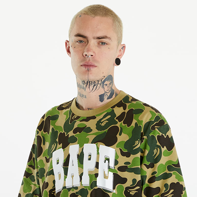 A BATHING APE Abc Camo Relaxed Fit Bape Logo Tee Green | Footshop