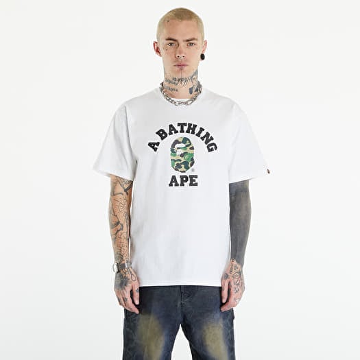 T-shirt A BATHING APE Abc Camo College Tee White/ Green
