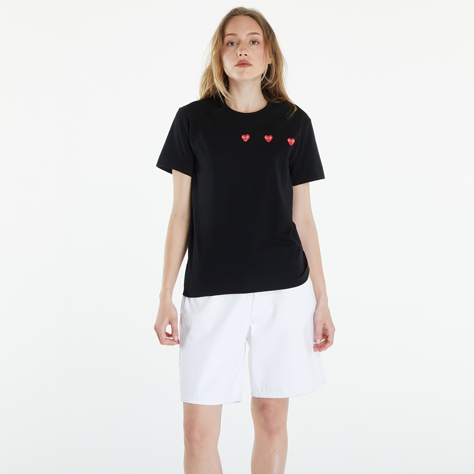 T-Shirts Comme des Garçons PLAY Short Sleeve Logo Print T-Shirt UNISEX Black