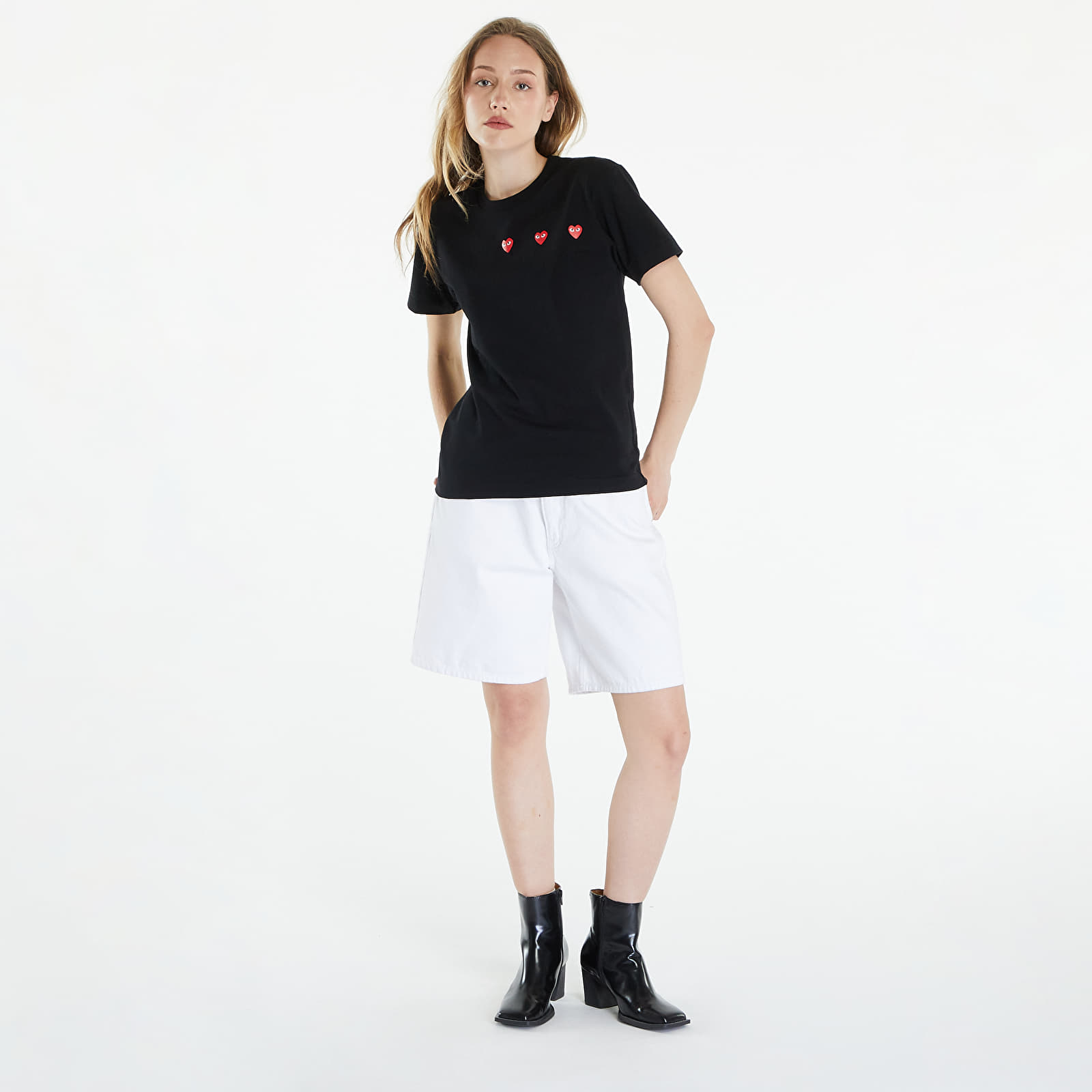 T-Shirts Comme des Garçons PLAY Short Sleeve Logo Print T-Shirt UNISEX Black