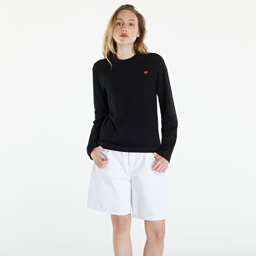 Tričko Comme des Garçons PLAY Long Sleeve Small Red Emblem T-Shirt UNISEX Black