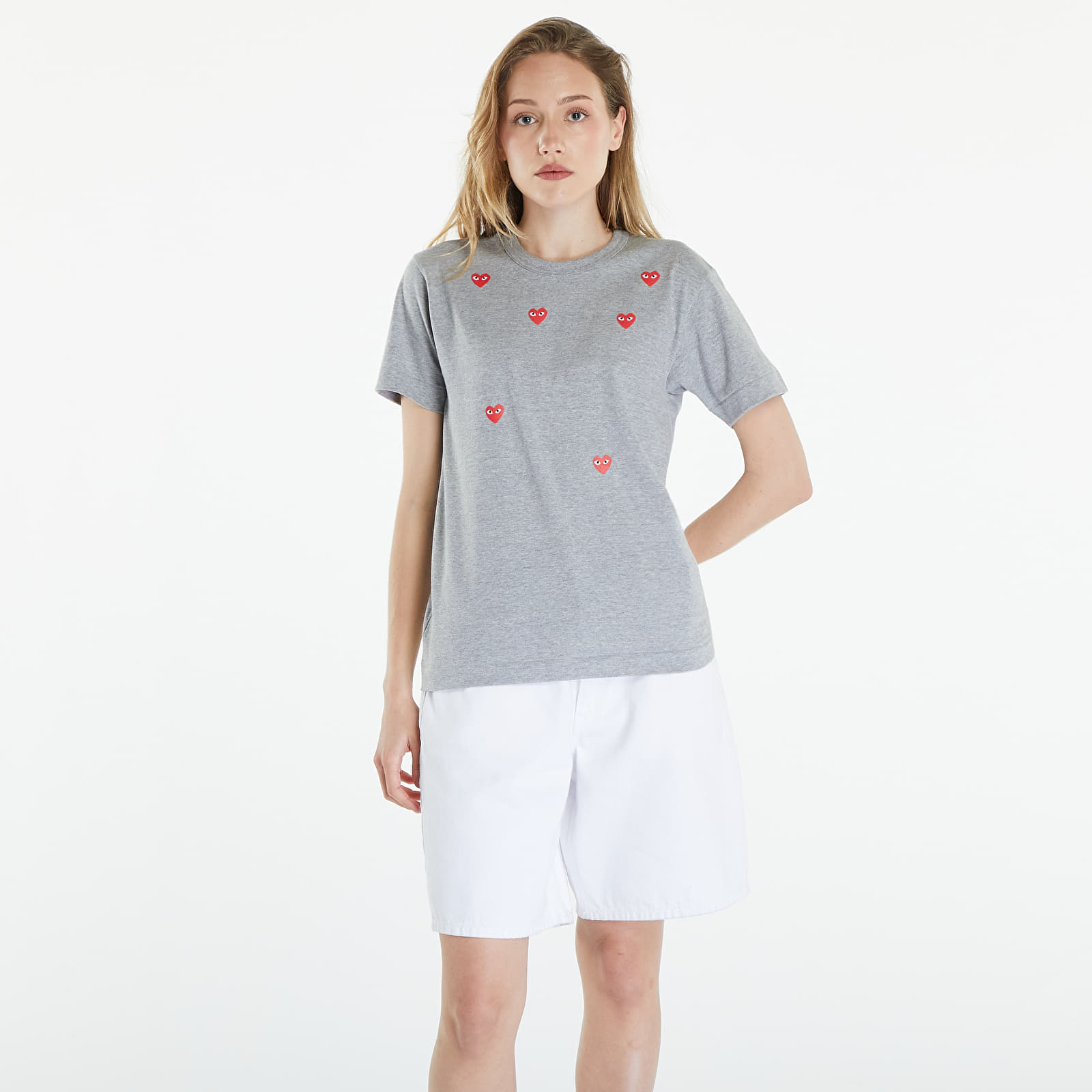 Koszulki Comme des Garçons PLAY Short Sleeve Logo Print T-Shirt UNISEX Grey