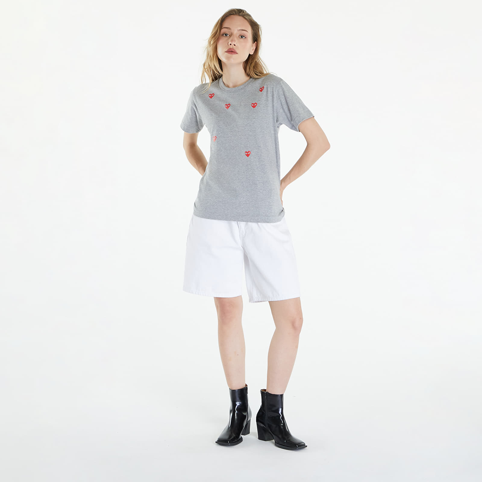 Koszulki Comme des Garçons PLAY Short Sleeve Logo Print T-Shirt UNISEX Grey