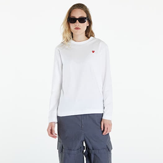 T-shirt Comme des Garçons PLAY Long Sleeve Small Red Emblem T-Shirt UNISEX White