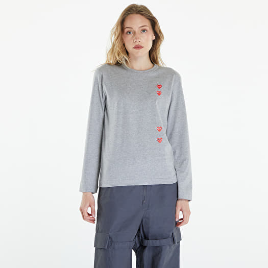 Tričko Comme des Garçons PLAY Long Sleeve Logo Print T-Shirt UNISEX Grey