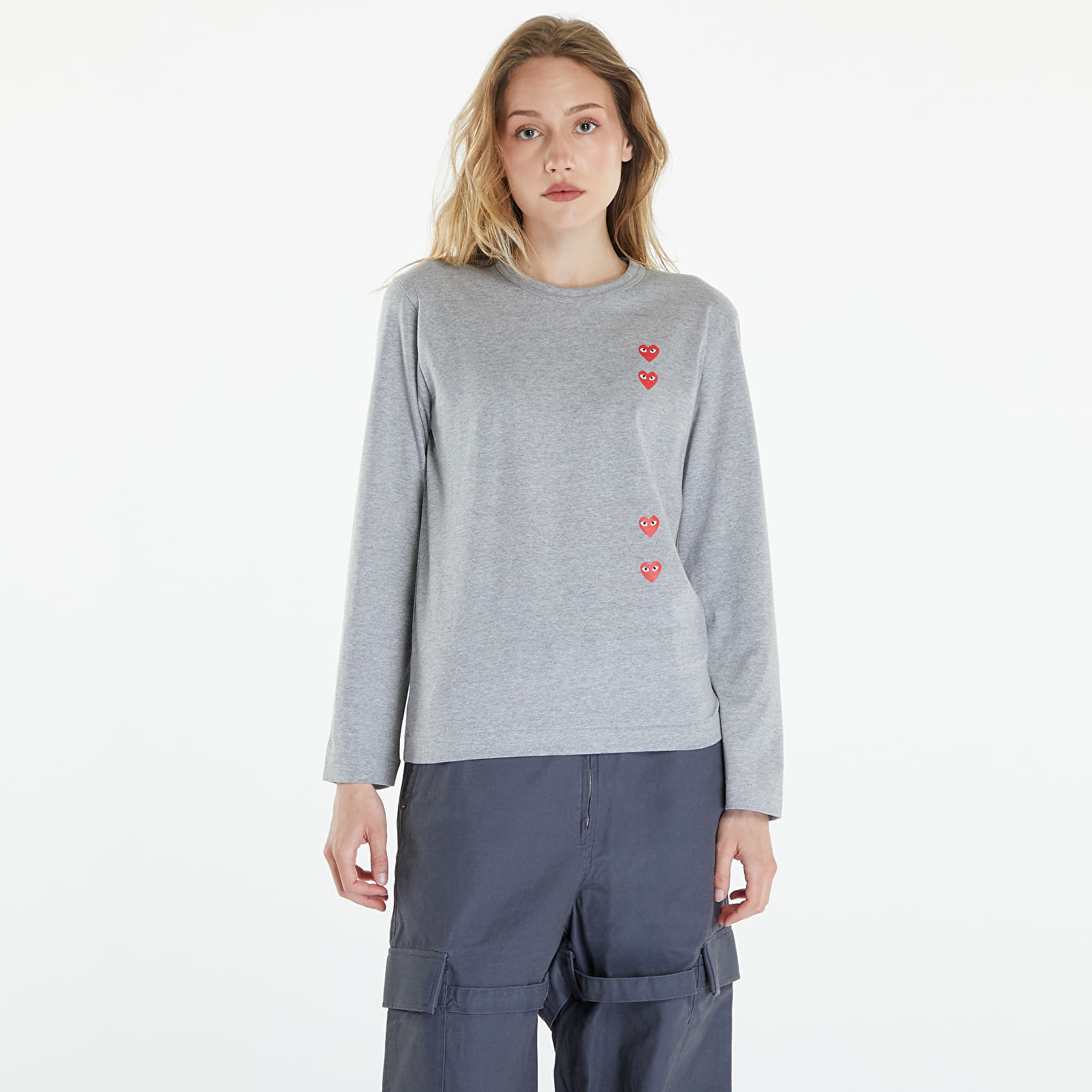 Tričká Comme des Garçons PLAY Long Sleeve Logo Print T-Shirt UNISEX Grey