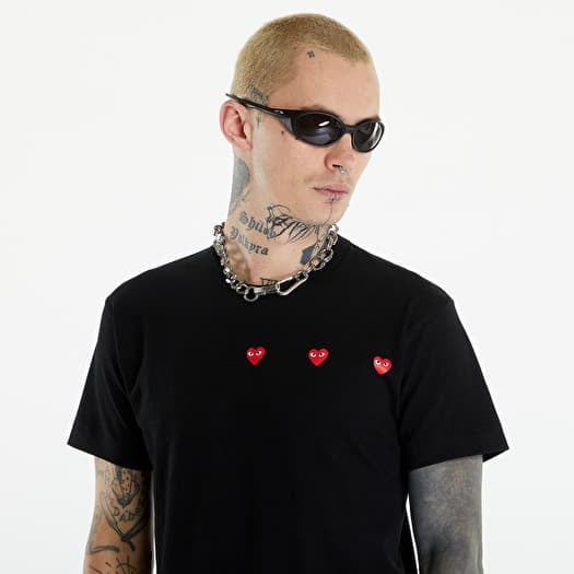 T shirts Comme des Garcons PLAY Short Sleeve Logo Print T Shirt UNISEX Black Footshop