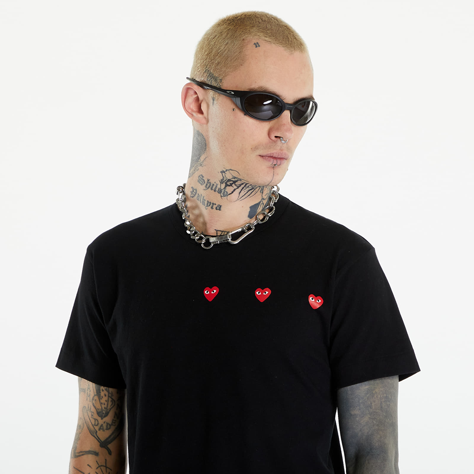 T-Shirts Comme des Garçons PLAY Short Sleeve Logo Print T-Shirt UNISEX Black