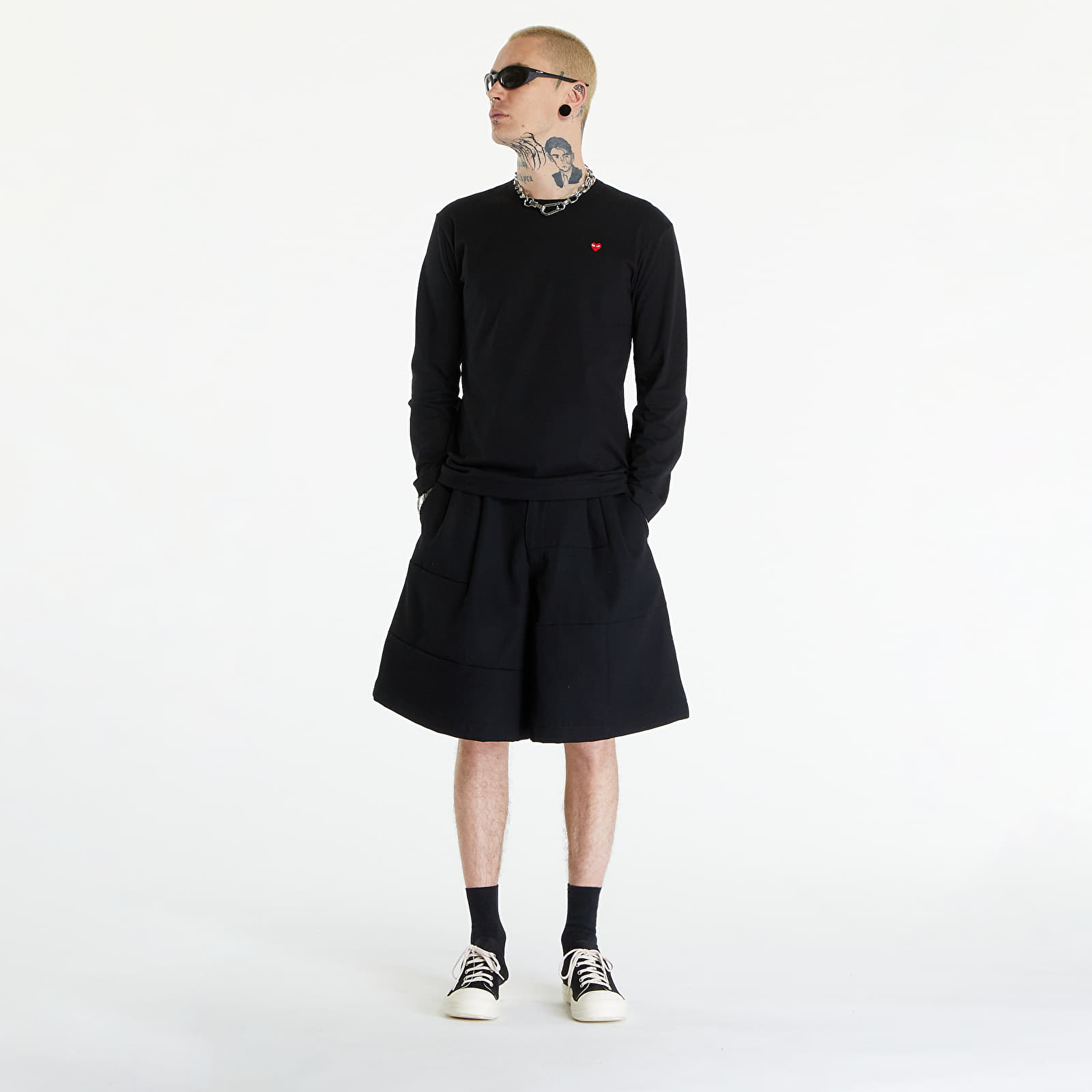 T-shirts Comme des Garçons PLAY Long Sleeve Small Red Emblem T-Shirt UNISEX Black