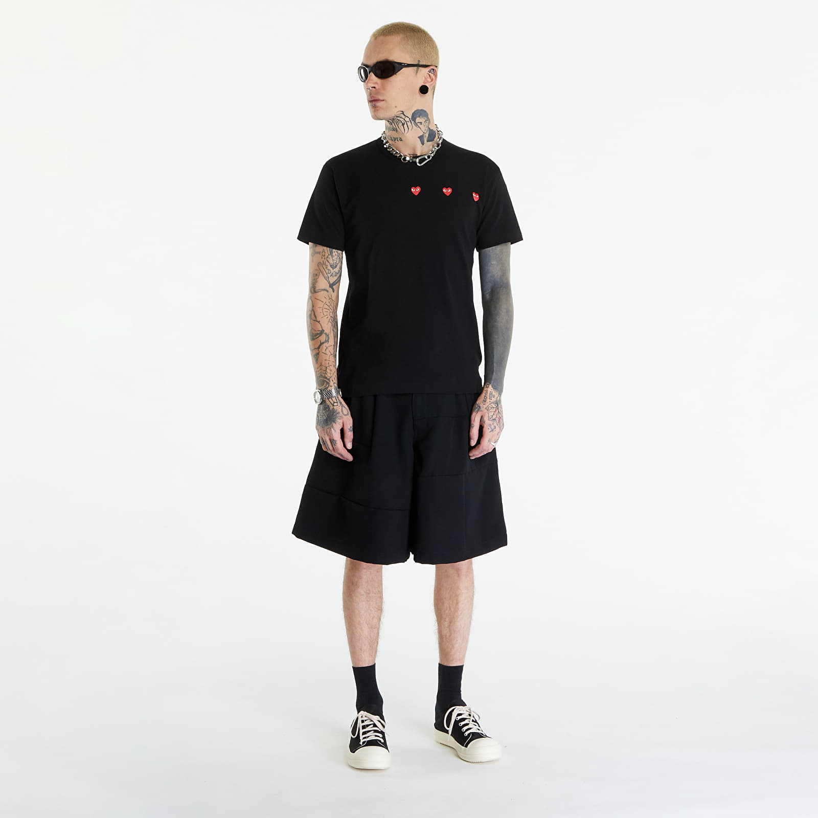 T-Shirts Comme des Garçons PLAY Short Sleeve Logo Print T-Shirt UNISEX Black