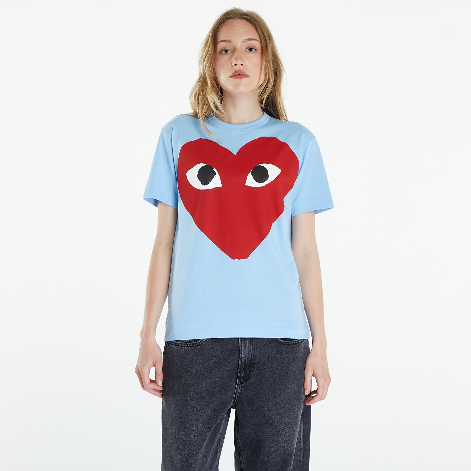 Pólók Comme des Garçons PLAY Short Sleeve Logo Print T-Shirt UNISEX Blue