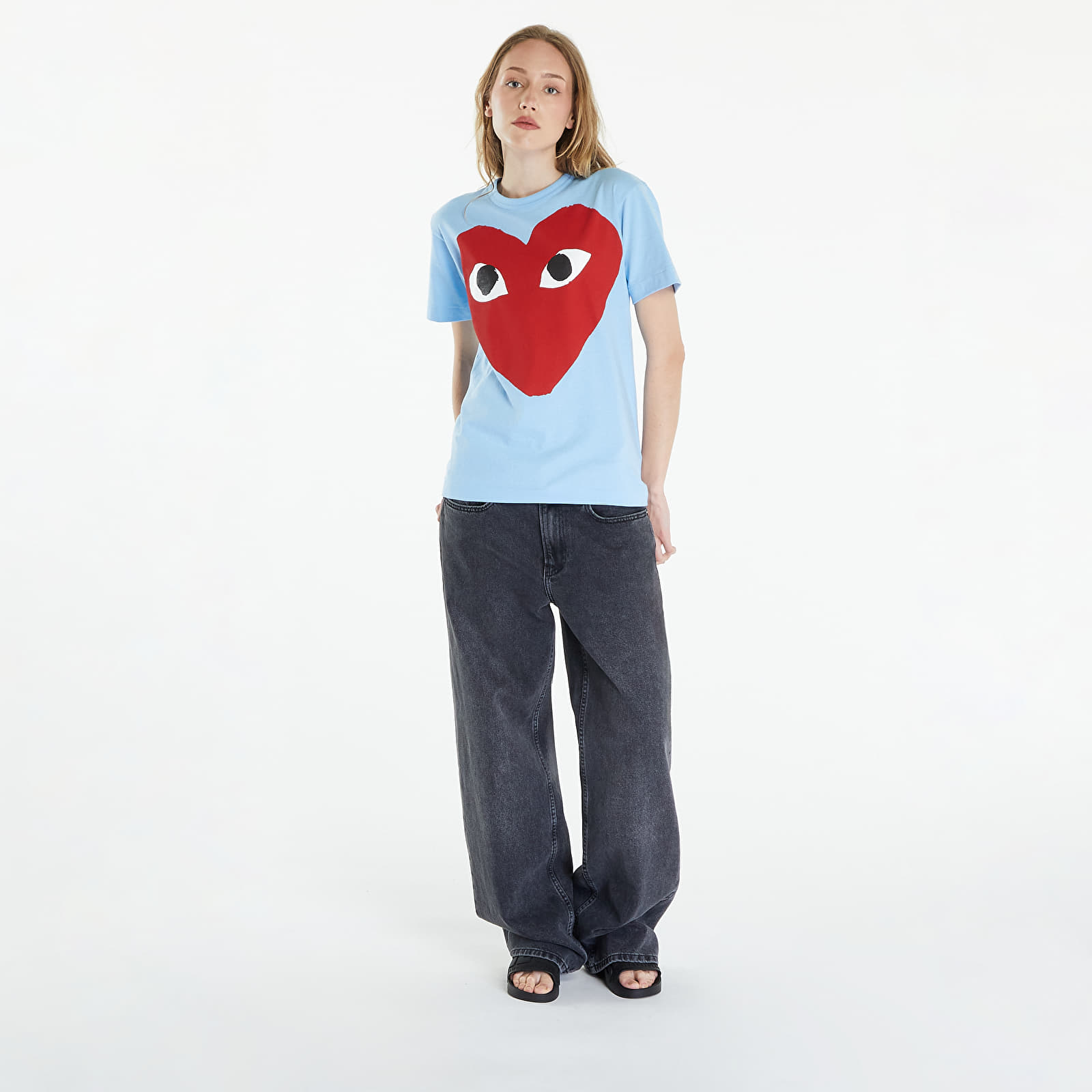 Pólók Comme des Garçons PLAY Short Sleeve Logo Print T-Shirt UNISEX Blue