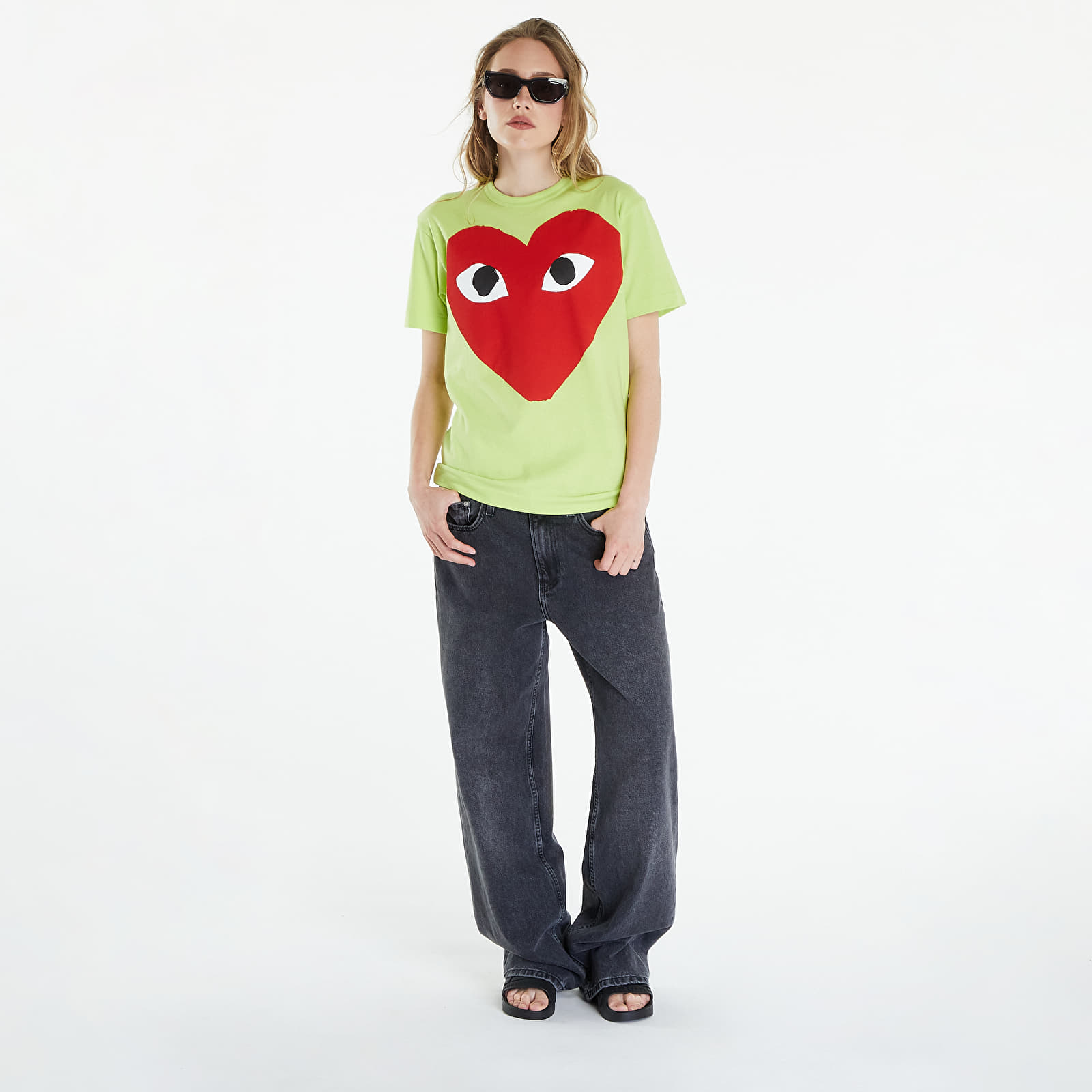 T-paidat Comme des Garçons PLAY Short Sleeve Logo Print T-Shirt UNISEX Green