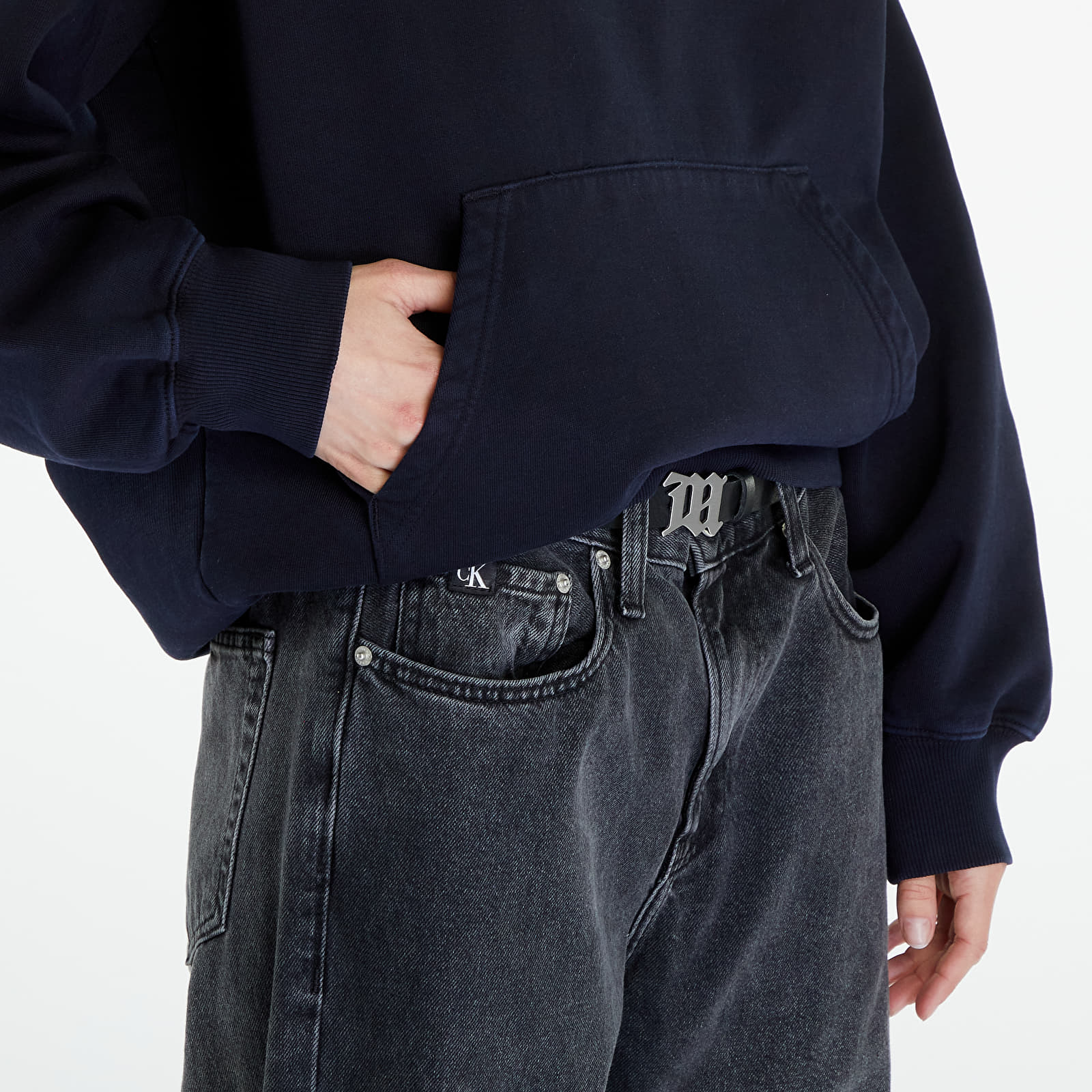 Mikiny Carhartt WIP Hooded Class of 89 Sweat UNISEX Dark Navy/ White Garment Dyed