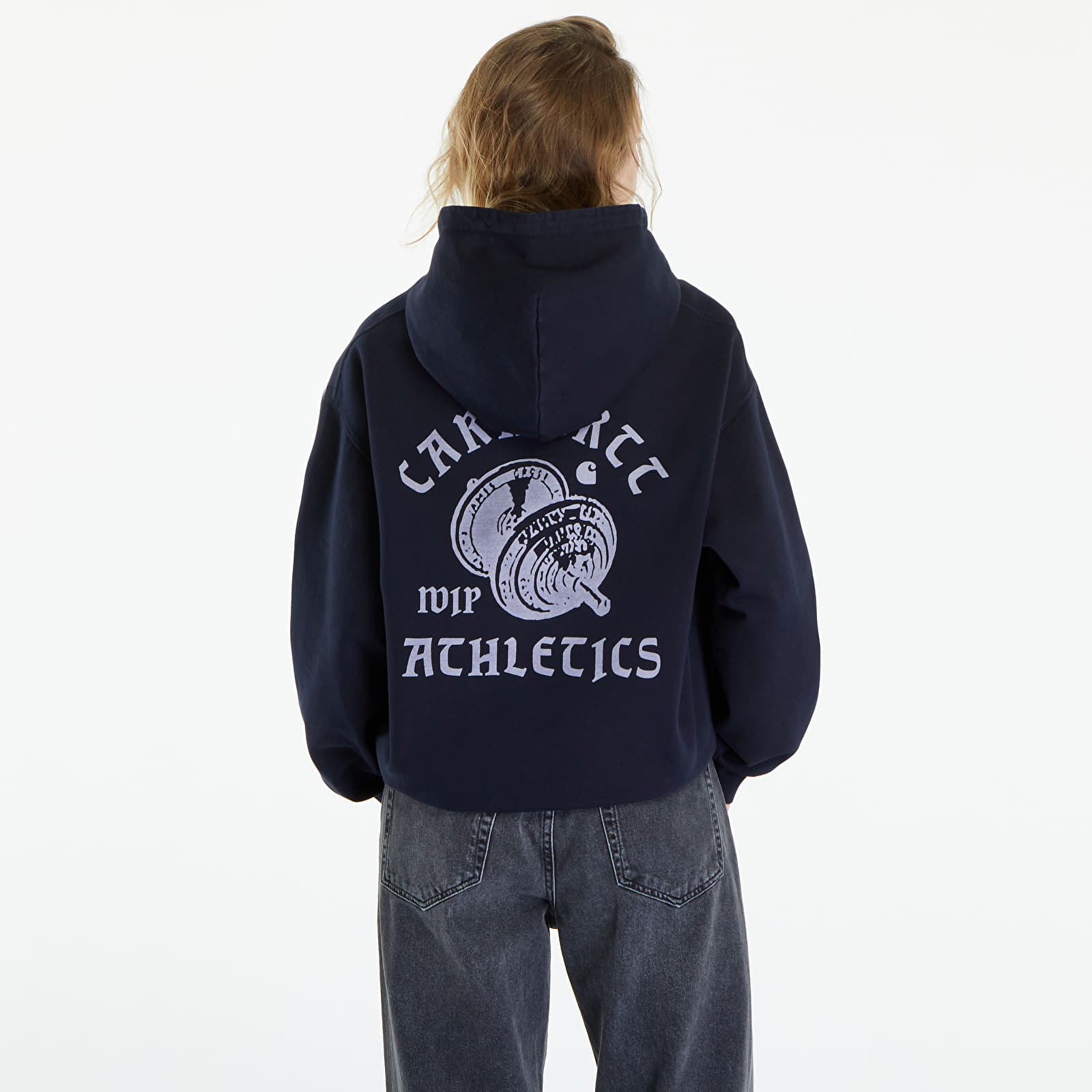 Mikiny Carhartt WIP Hooded Class of 89 Sweat UNISEX Dark Navy/ White Garment Dyed