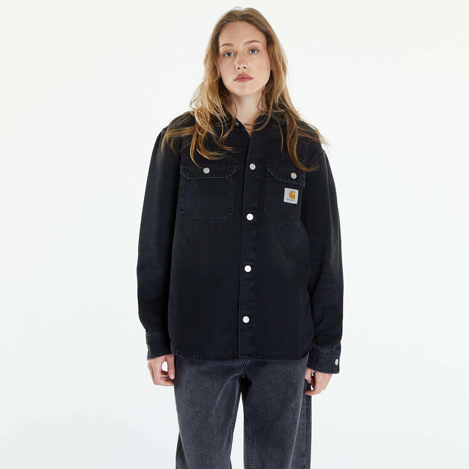 Bundy Carhartt WIP Harvey Shirt Jac UNISEX Black Dark Used Wash