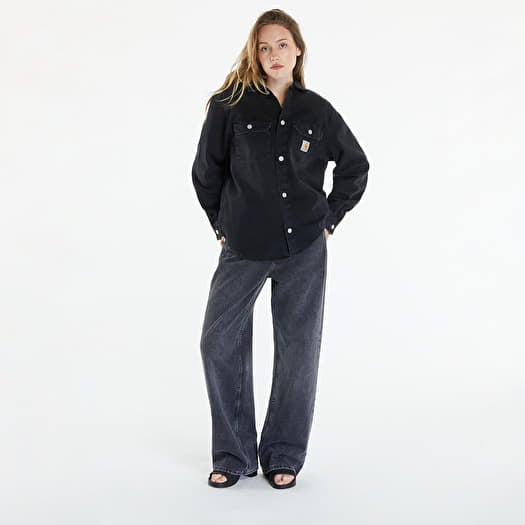 Jacken Carhartt WIP Harvey Shirt Jac UNISEX Black Dark Used Wash Footshop