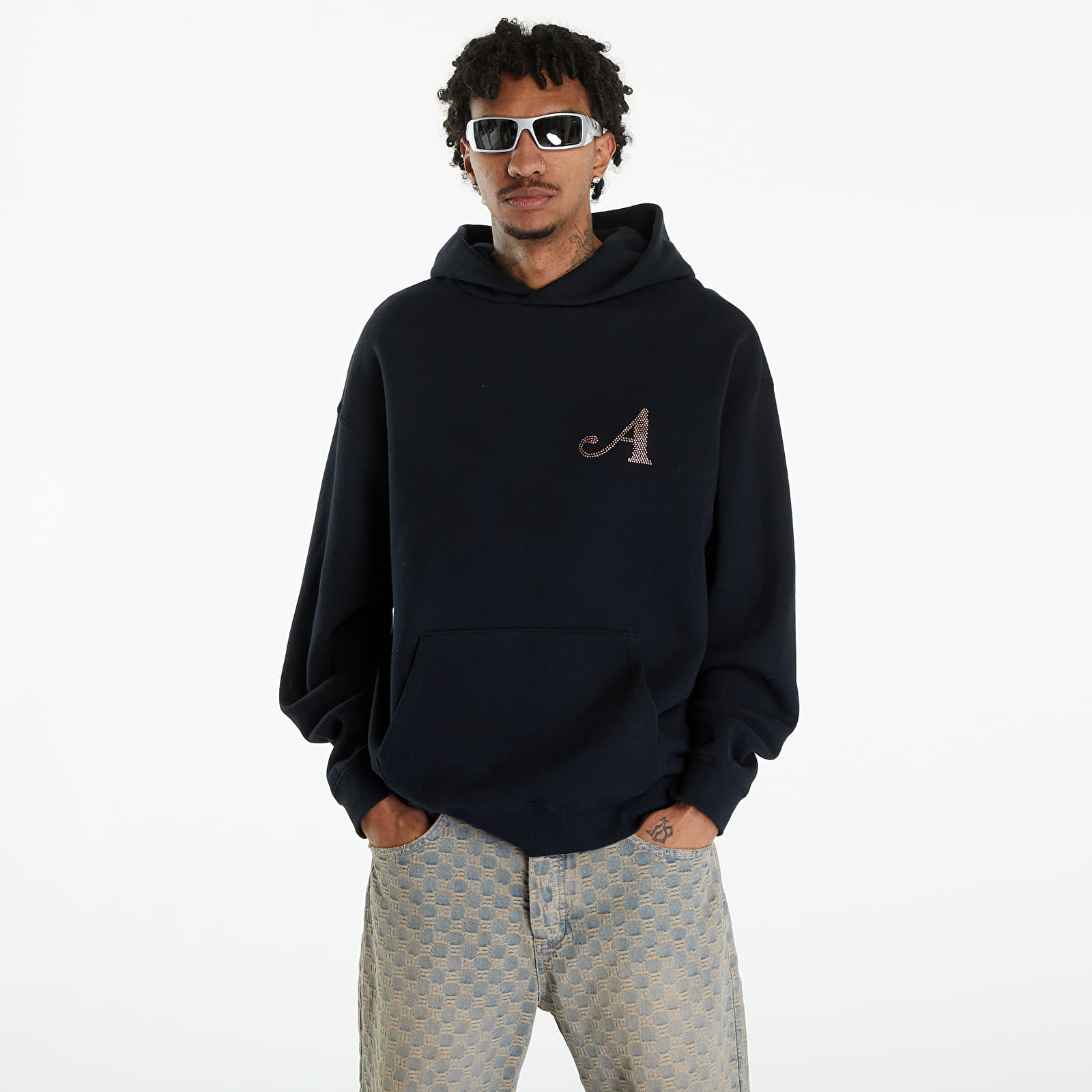 Džemperiai su gobtuvais ir džemperiai Awake NY Dice Rhinestone Hoodie Black