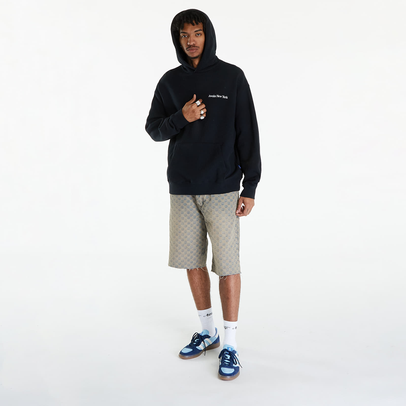Hoodies and sweatshirts  Awake NY Serif Logo Embroidered Hoodie Black