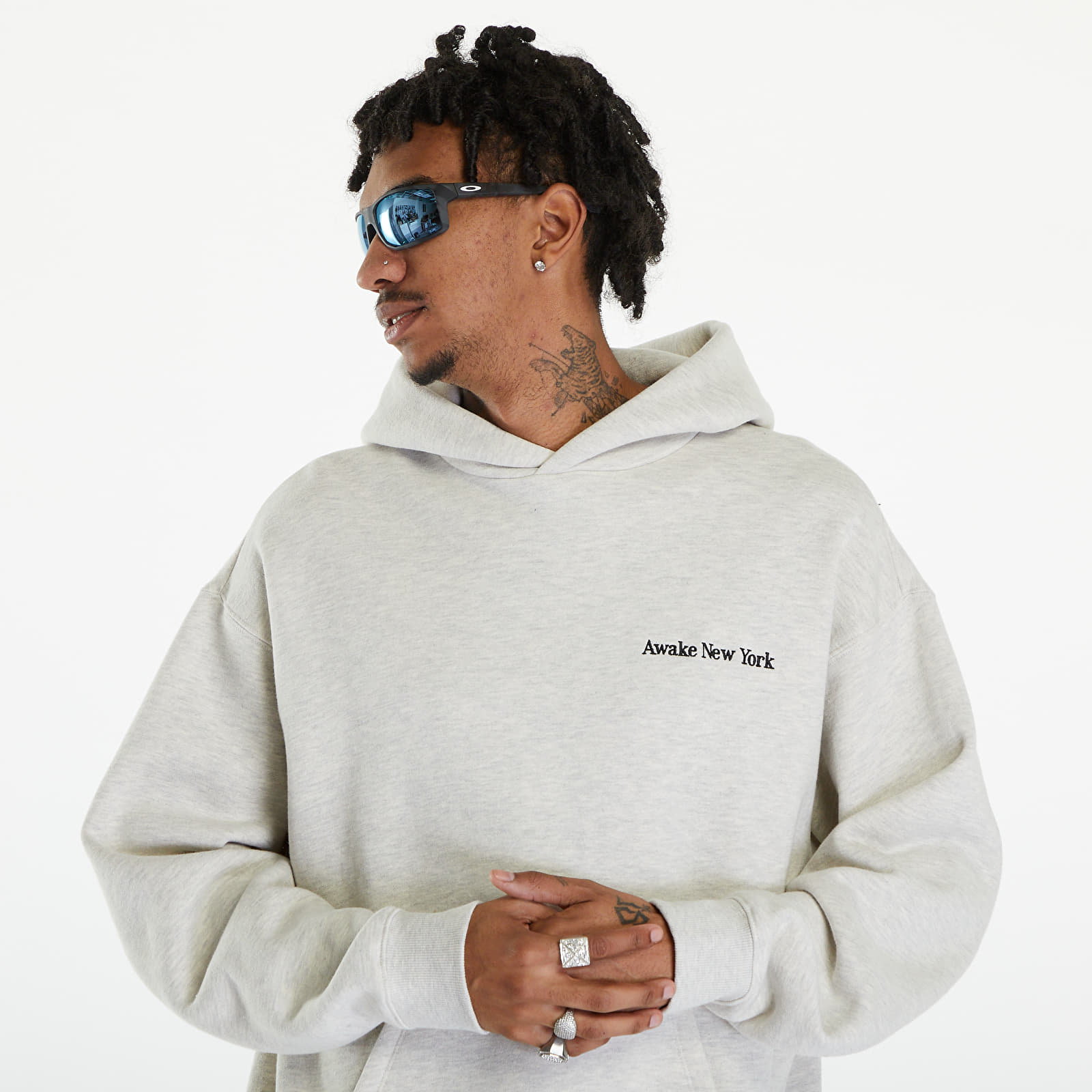 Суичърти Awake NY Serif Logo Embroidered Hoodie Grey