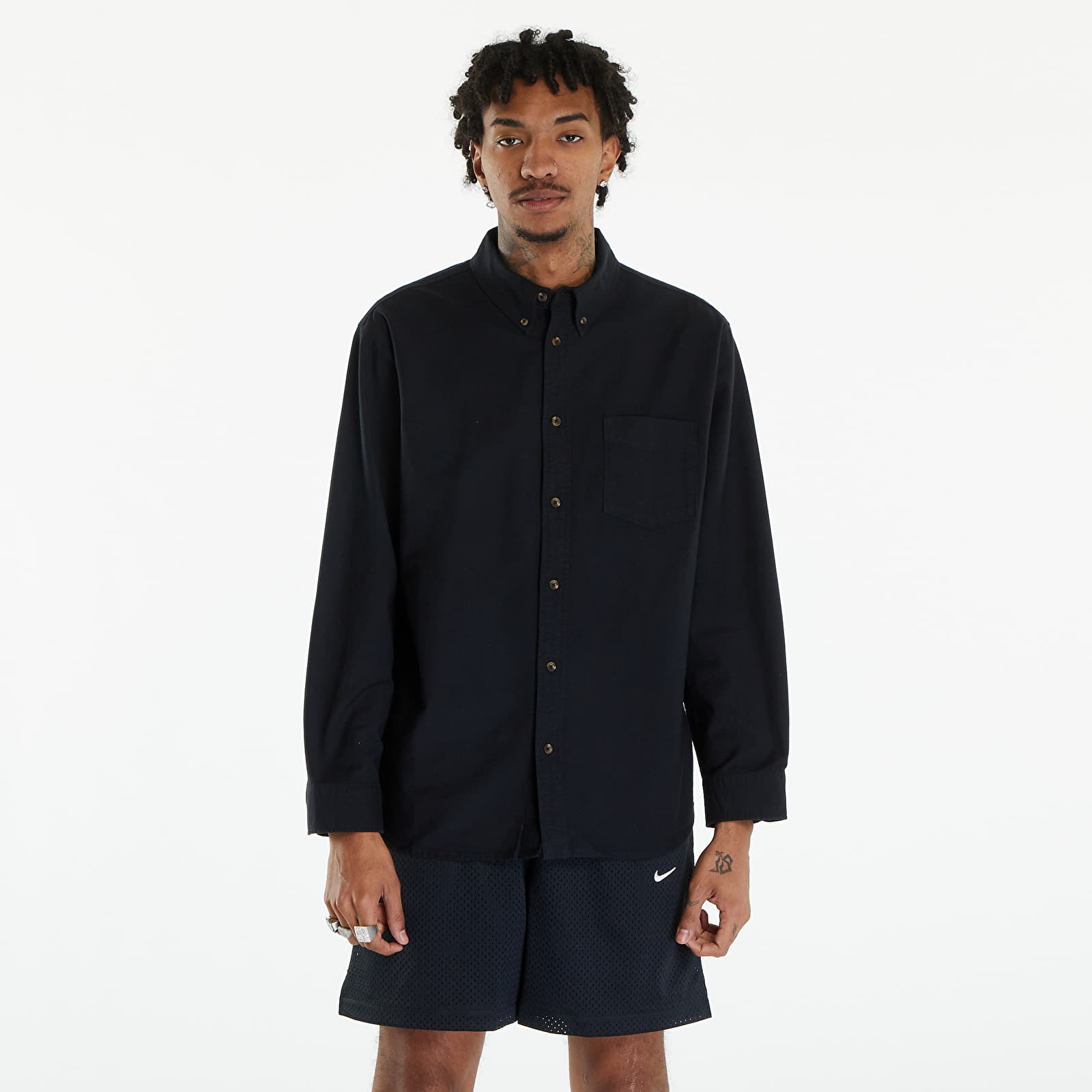 Ingek Nike Men's Life Oxford Buttondown Long Sleeve Shirt Black/ Black/ Black